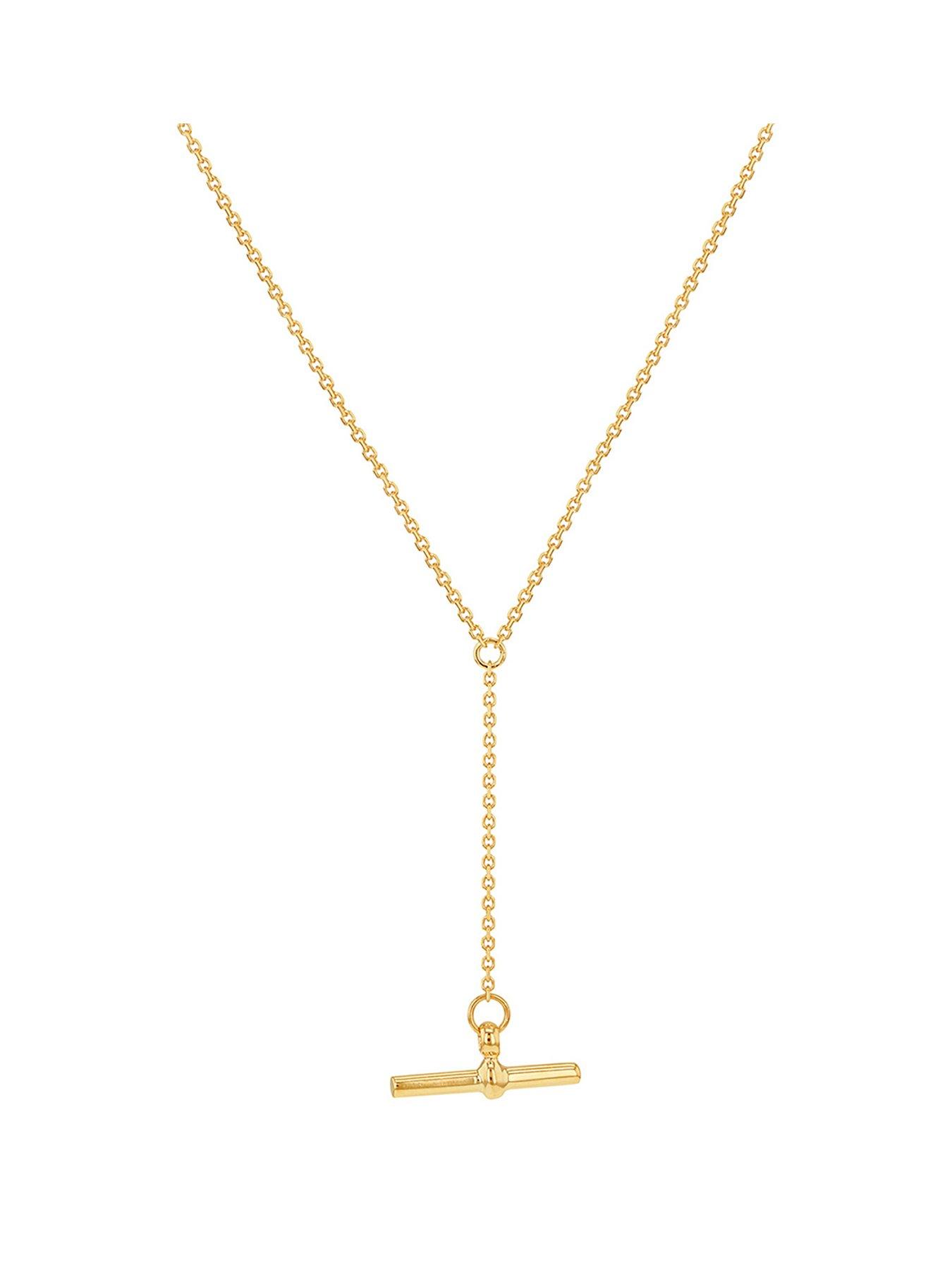 The Love Collection 9ct Yellow Gold 8mm x 15mm T-Bar Diamond Cut Trace Chain  43cm/17'-46cm/18'
