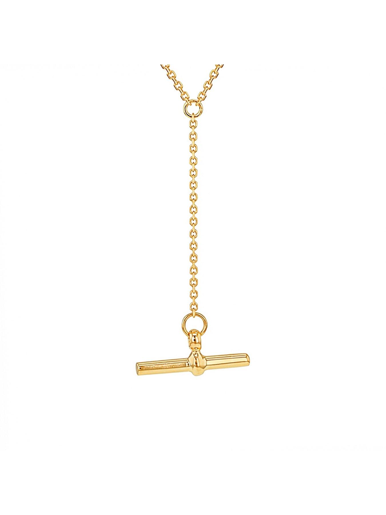 Image 2 of 4 of The Love Collection 9ct Yellow Gold T-Bar Diamond Cut Trace Chain