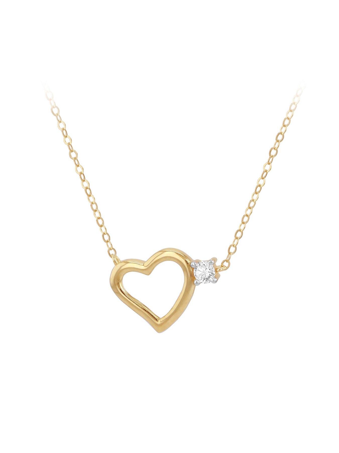 Image 2 of 5 of The Love Collection 9ct Yellow Gold Heart With Cubic Zirconia Accent Necklace