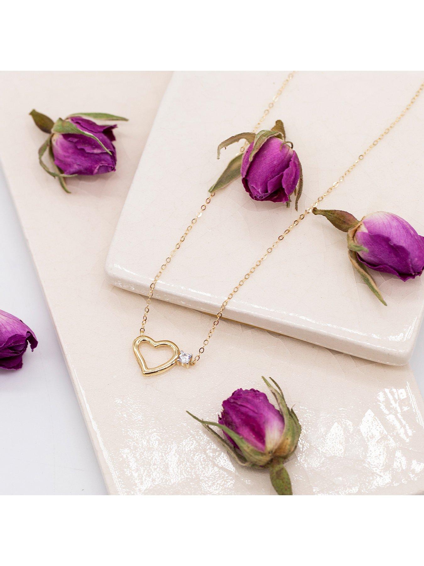 Image 5 of 5 of The Love Collection 9ct Yellow Gold Heart With Cubic Zirconia Accent Necklace