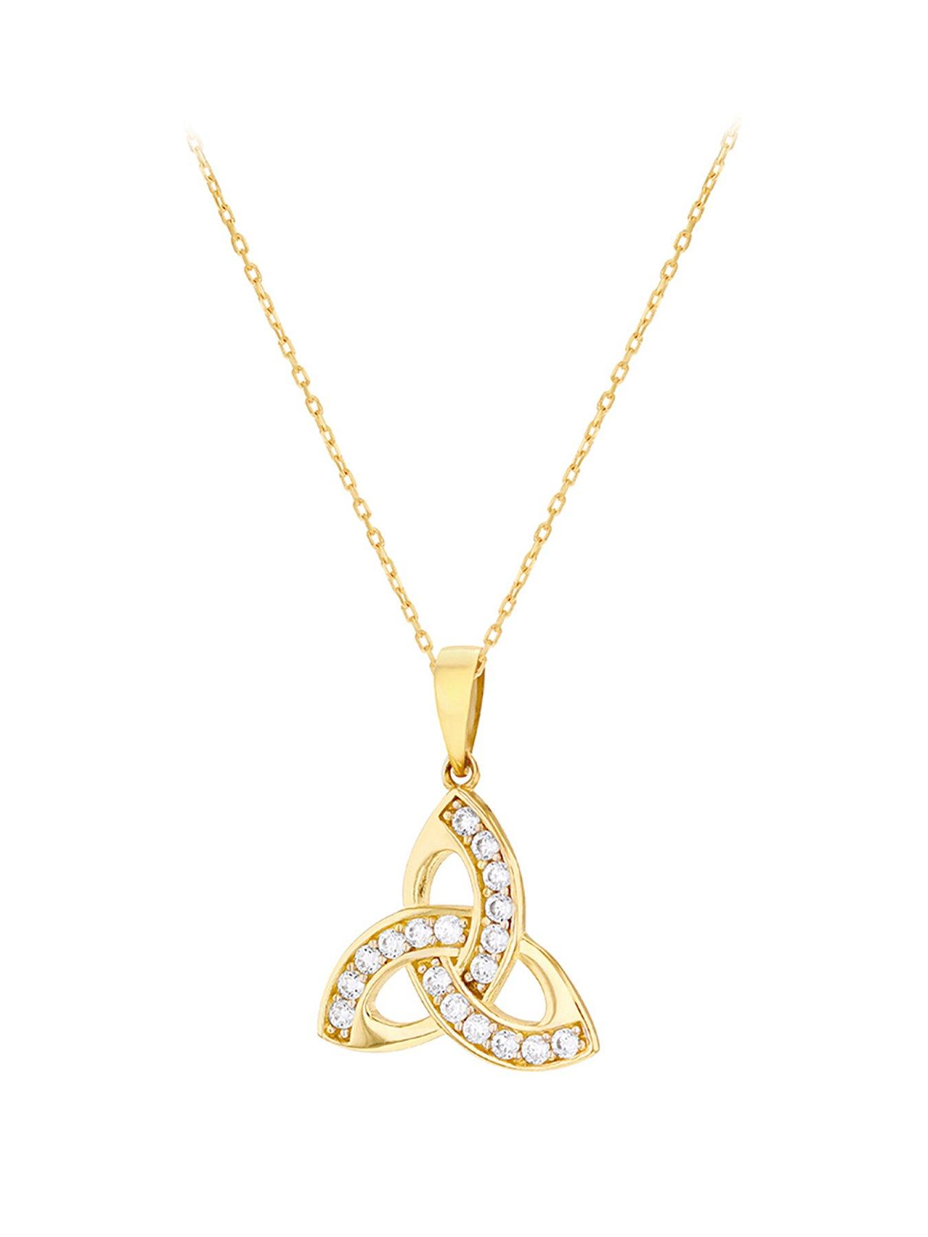 The Love Collection 9ct Yellow Gold 1mm CZ Celtic Knot Adjustable Necklace 41cm/16' - 44.5cm/17.5'