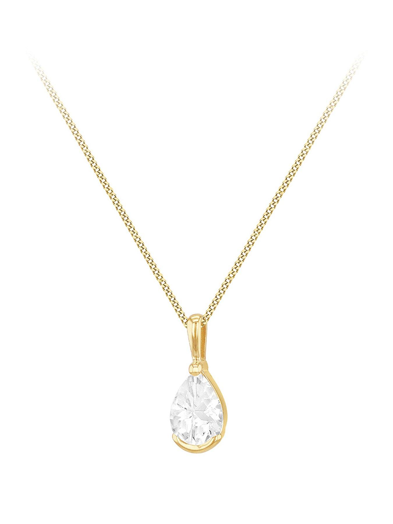 Image 1 of 4 of The Love Collection 9ct Yellow Gold Teardrop Cubic Zirconia Pendant