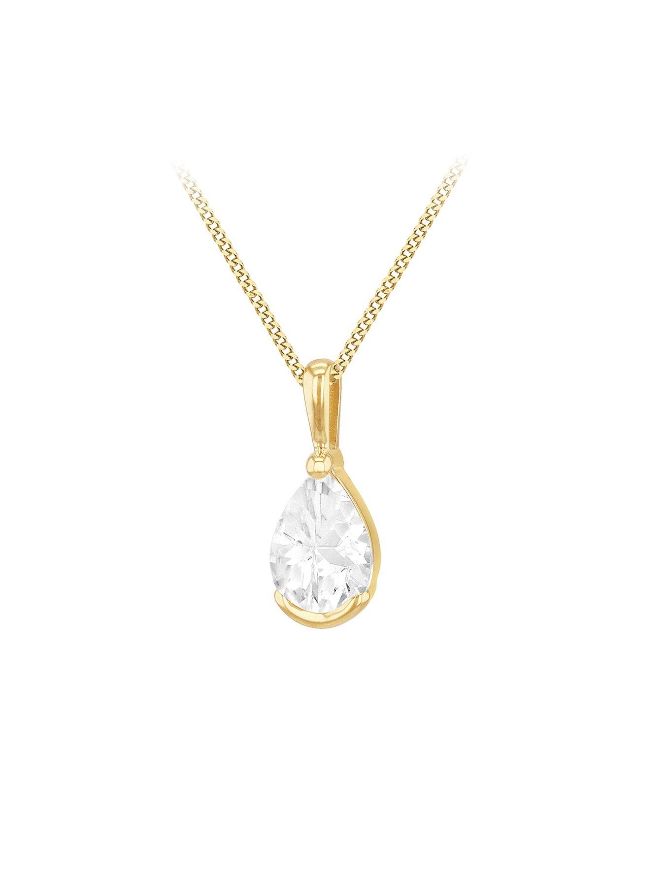 Image 2 of 4 of The Love Collection 9ct Yellow Gold Teardrop Cubic Zirconia Pendant