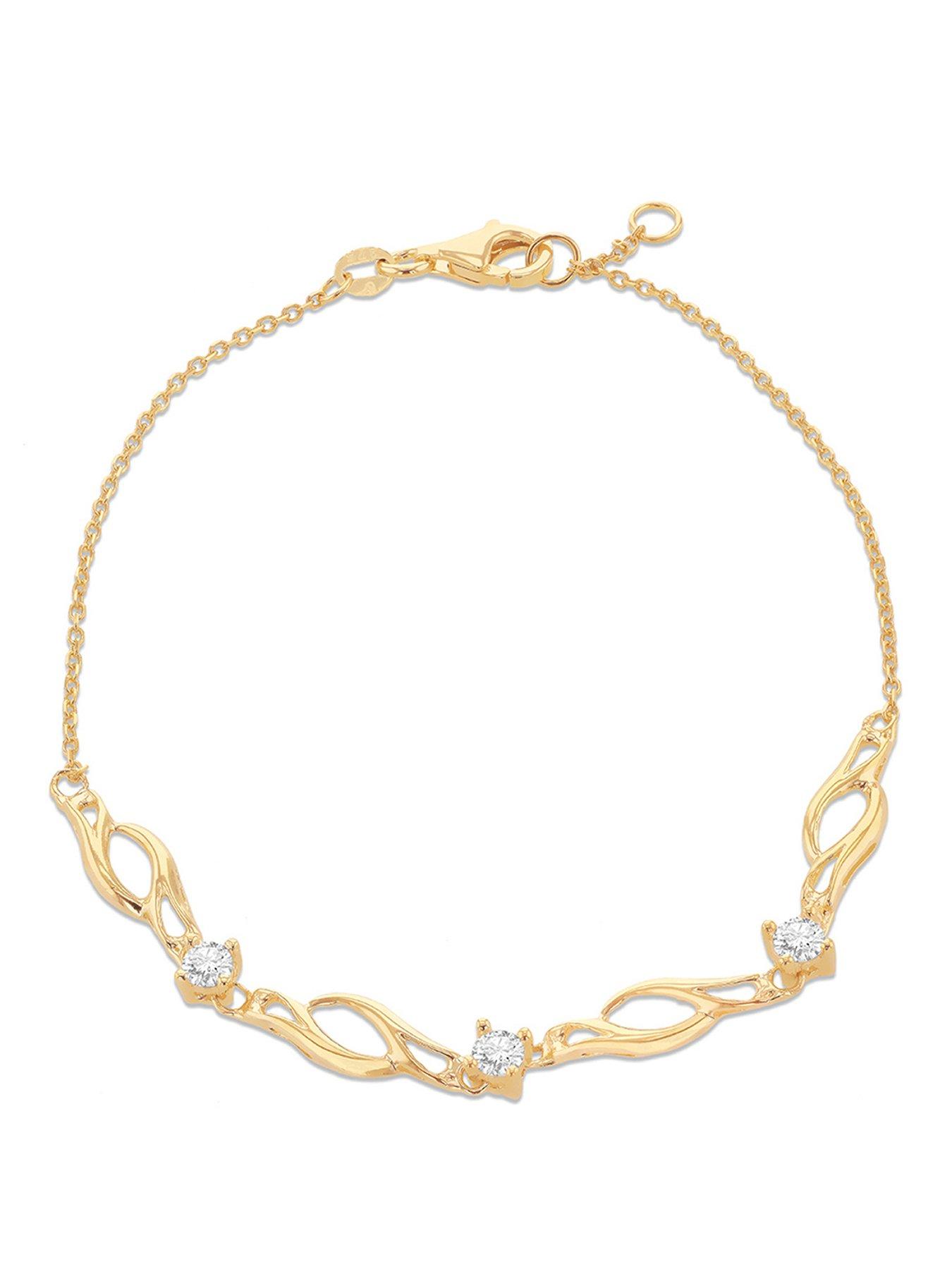 Image 1 of 4 of The Love Collection 9ct Yellow Gold 7.5mm X 5mm Set Twist Bracelet 18cm/7'-19cm/7.5' '