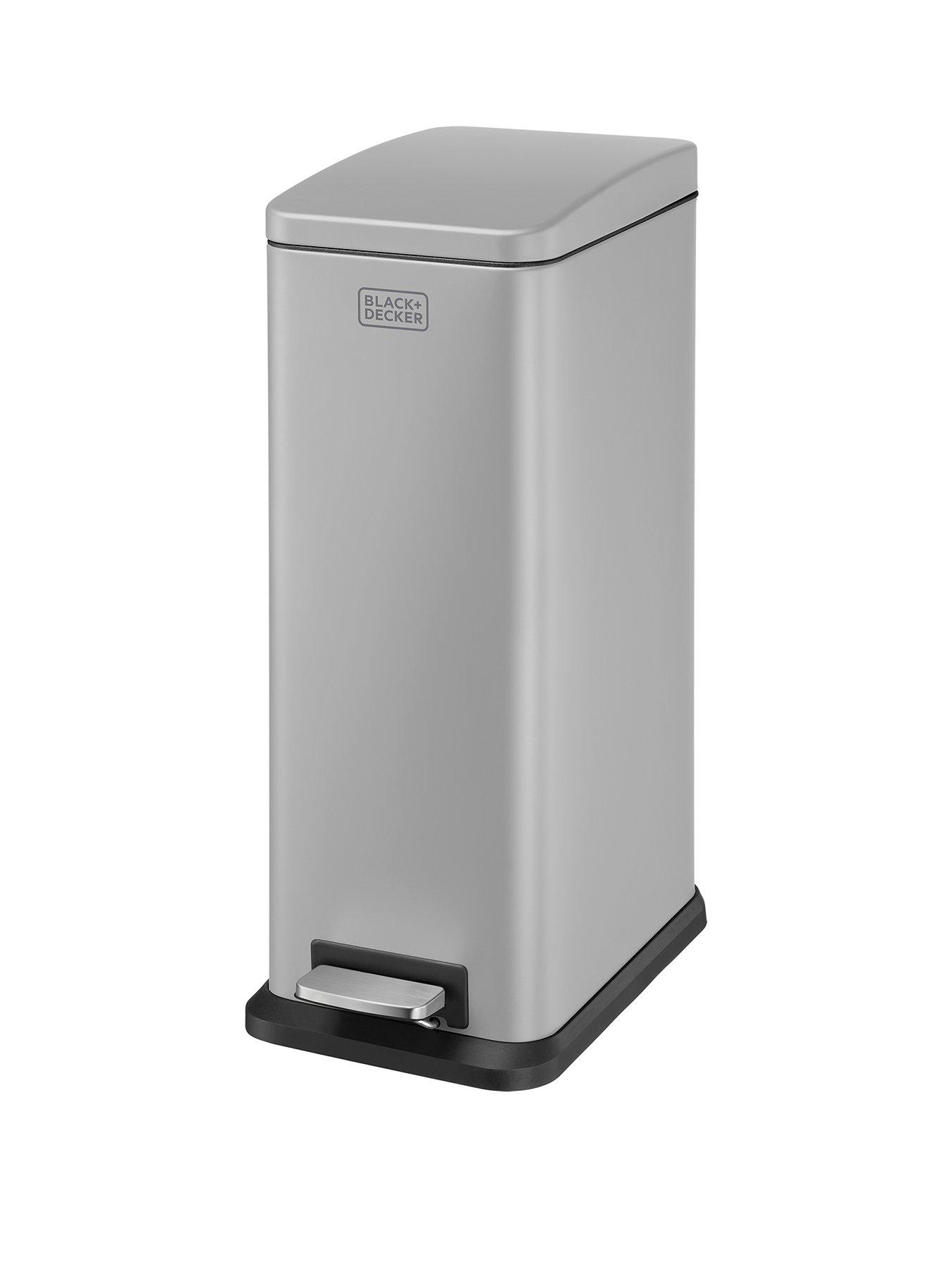 stillFront image of black-decker-bd-20l-slimline-soft-close-pedal-bin-grey