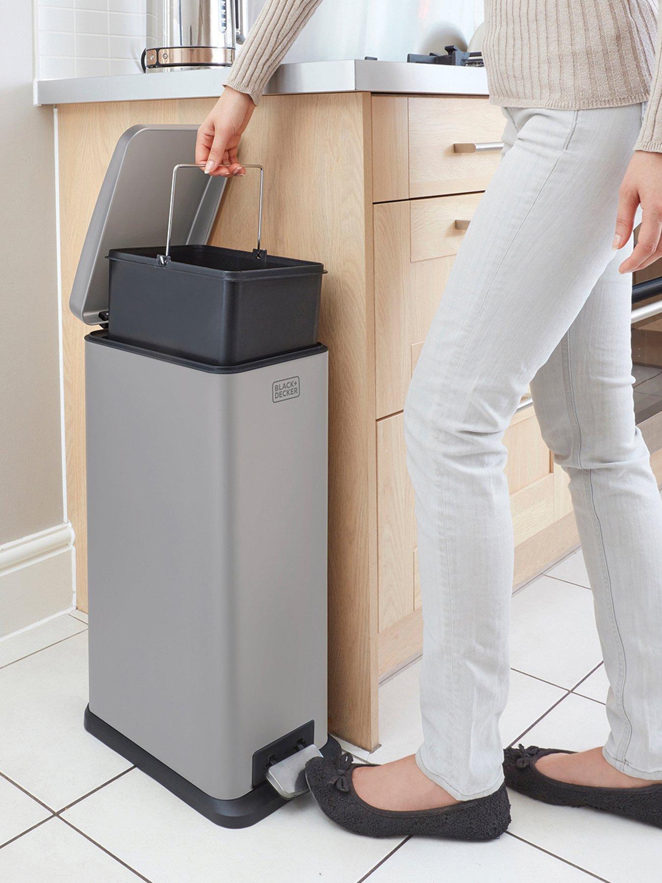  image of black-decker-bd-20l-slimline-soft-close-pedal-bin-grey