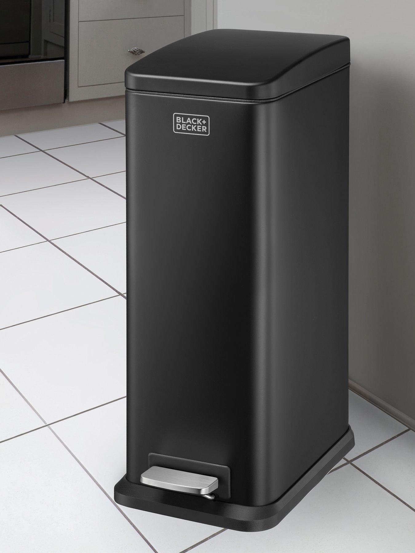 Image 1 of 7 of Black & Decker B+d 20l Slimline Soft Close Pedal Bin Matt Black