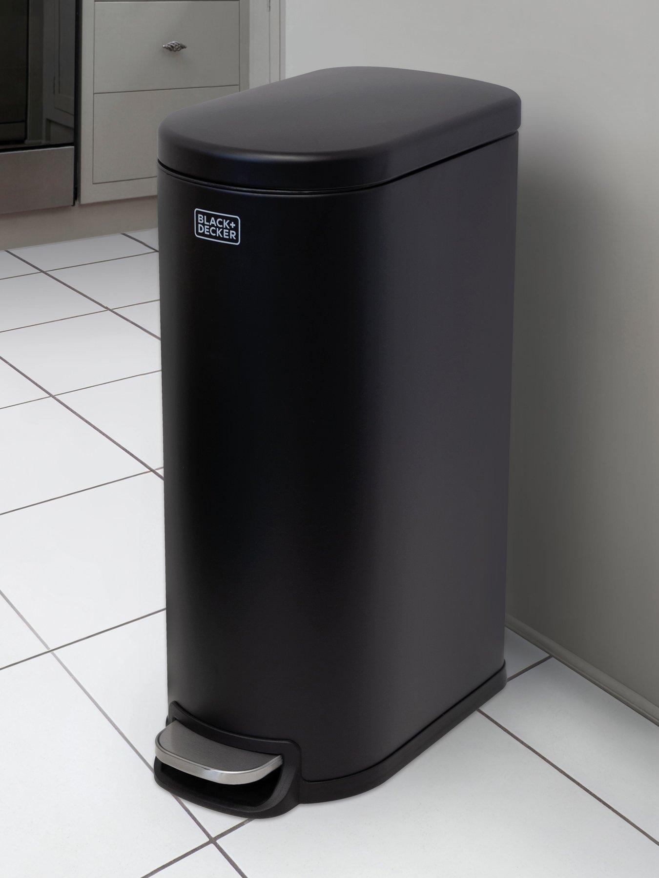 Black & Decker B+d 30l Curved Slim Line Pedal Bin - Matt Black