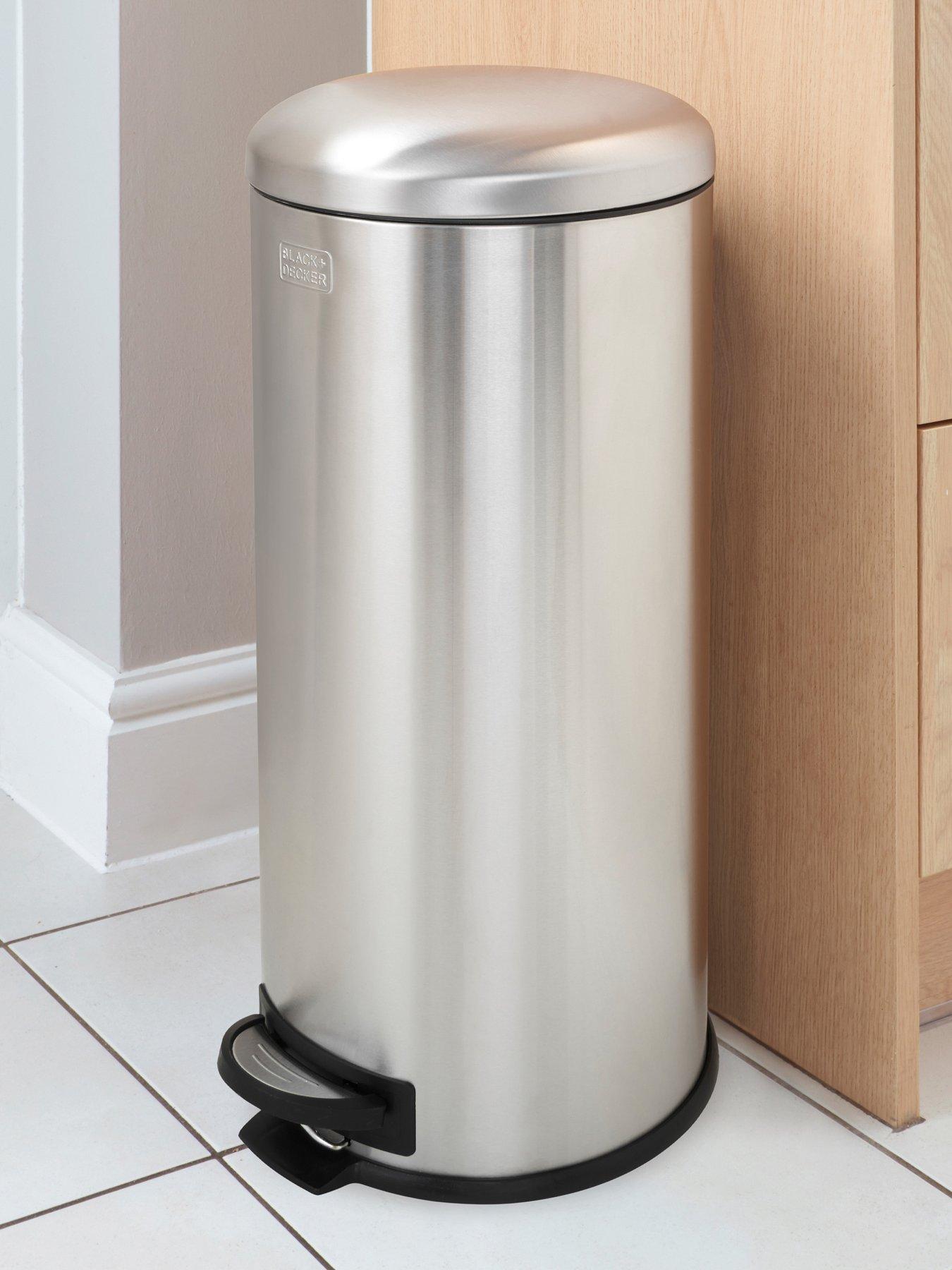 Black & Decker B+d 30l Dome Lid Pedal Bin - Stainless Steel