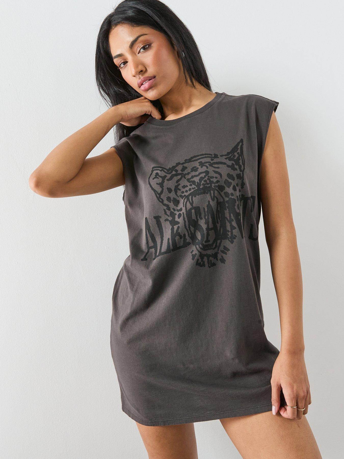 Image 1 of 6 of AllSaints Wild Brooke Dress - Grey