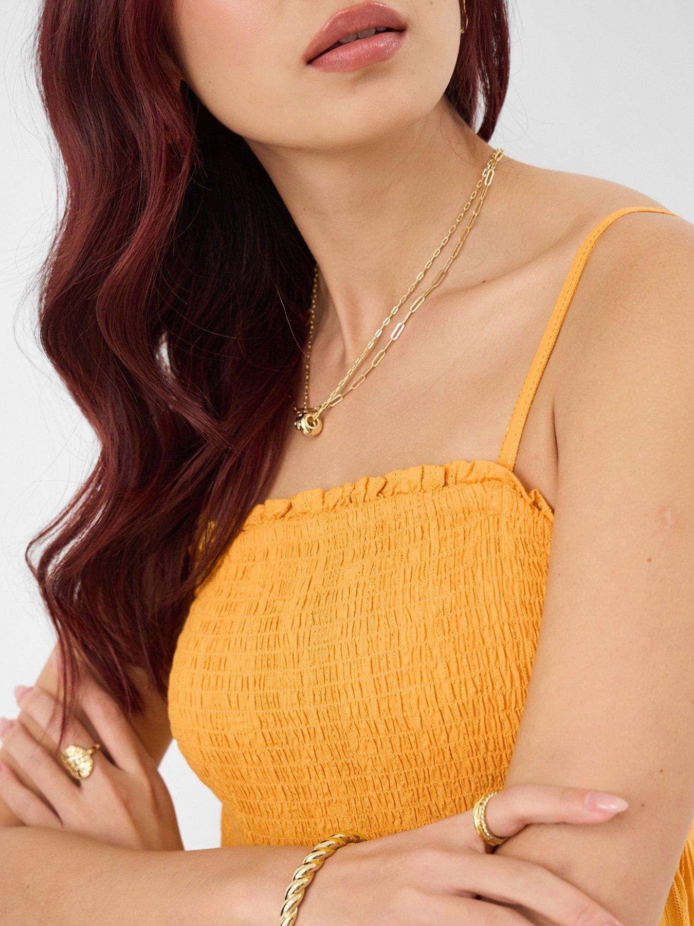 Image 3 of 4 of Accessorize Shimmer Smocked Midi Dress