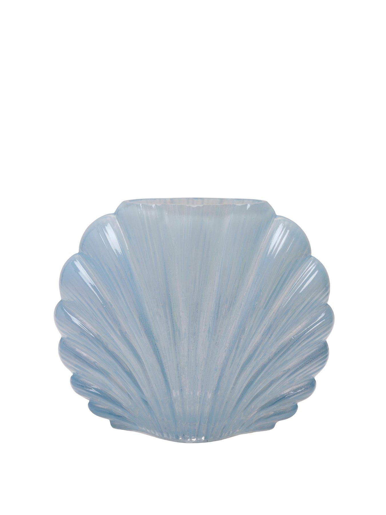 Hestia Blue Shell Shaped Glass Vase