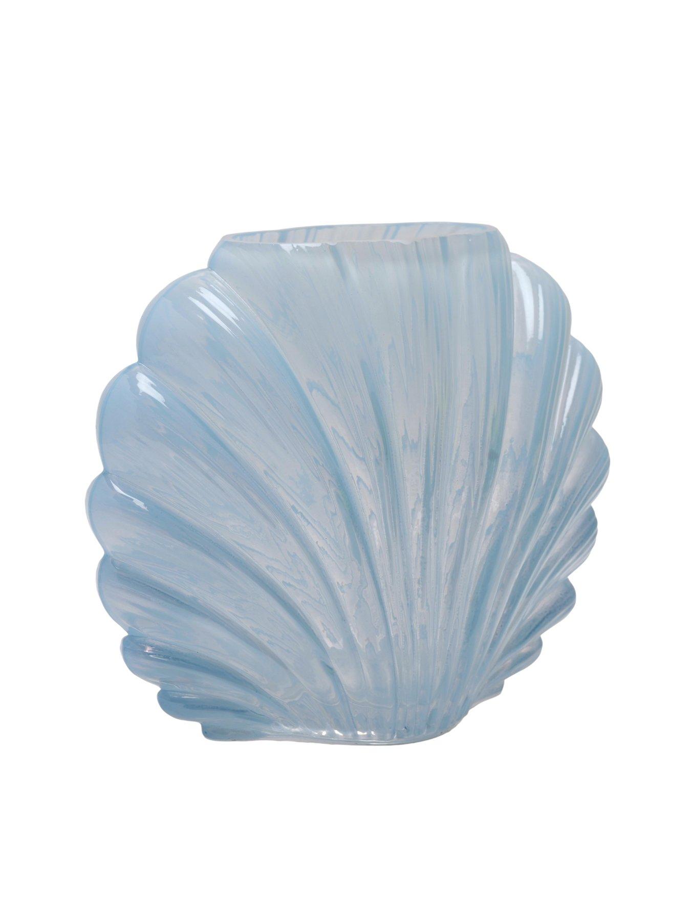 Image 2 of 3 of Hestia Blue Shell Shaped Glass Vase