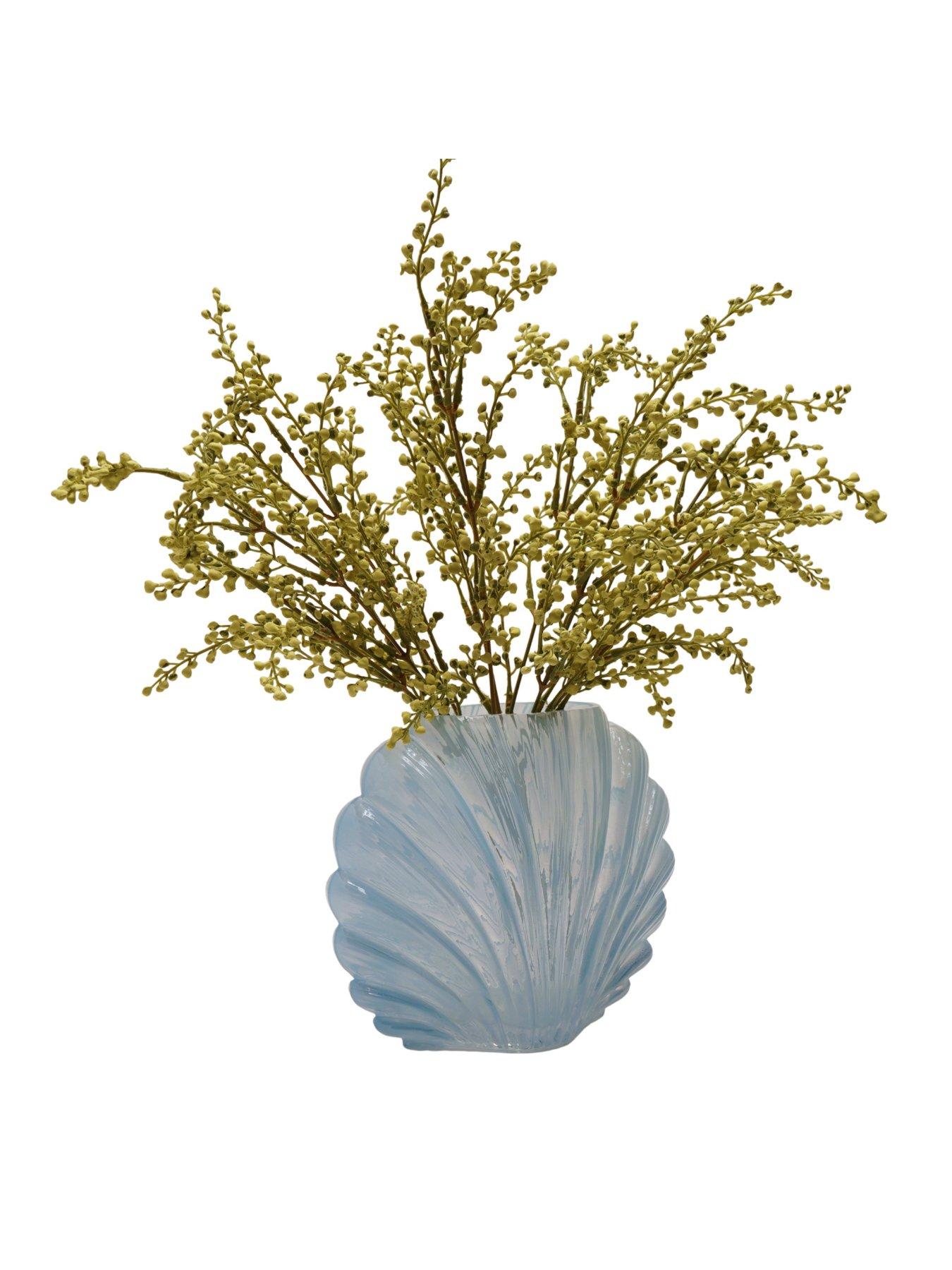 Image 3 of 3 of Hestia Blue Shell Shaped Glass Vase