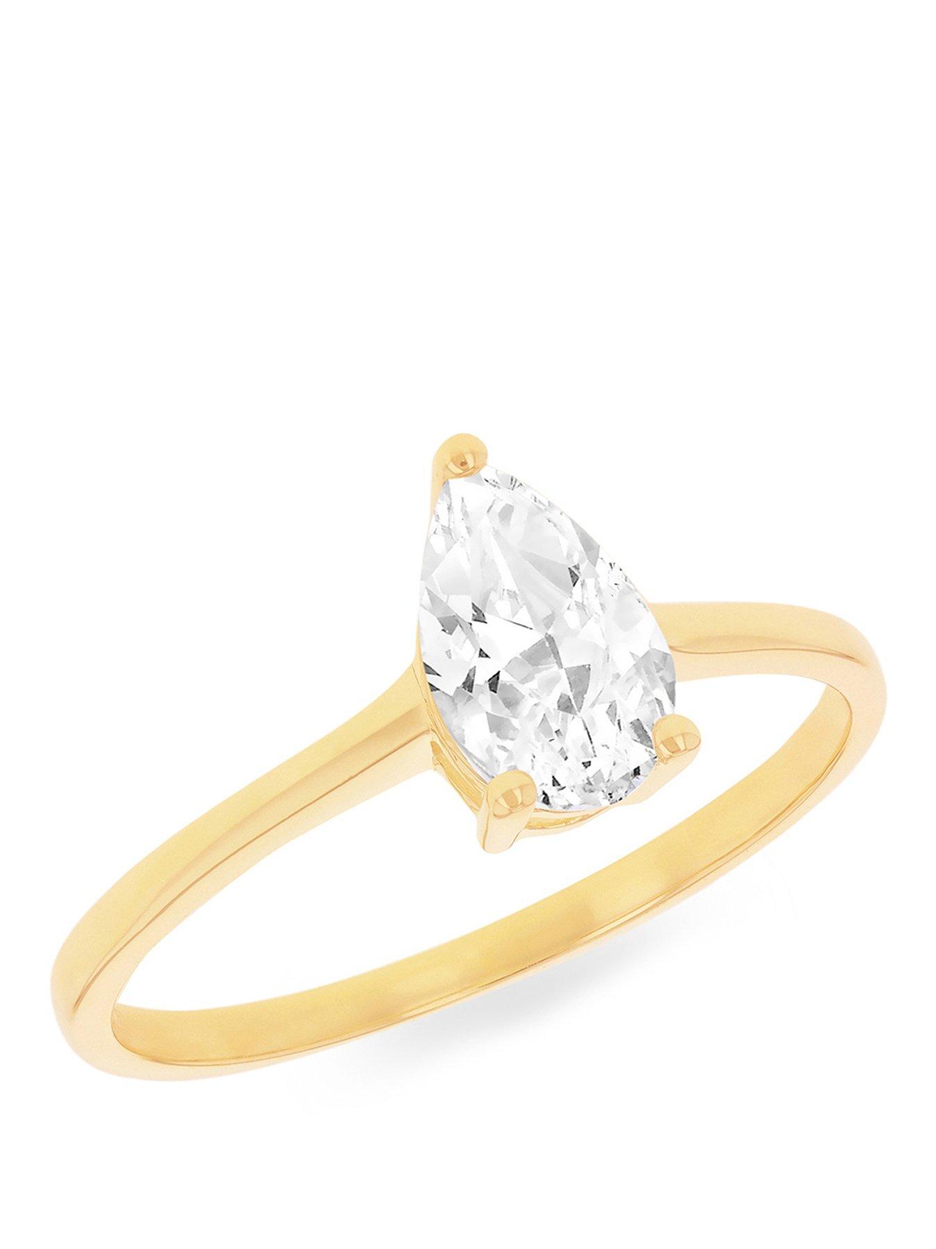 Image 1 of 4 of The Love Collection 9ct Yellow Gold 8 x 5mm Pear CZ Ring