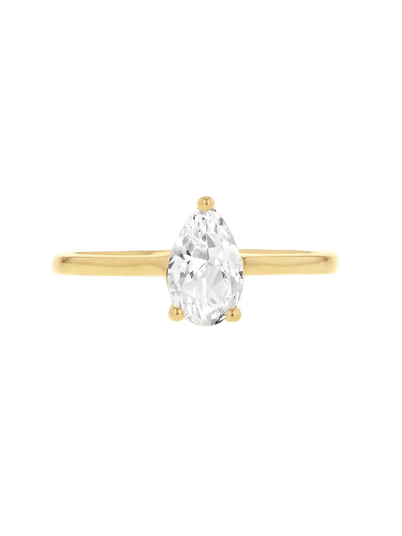 Image 2 of 4 of The Love Collection 9ct Yellow Gold 8 x 5mm Pear CZ Ring