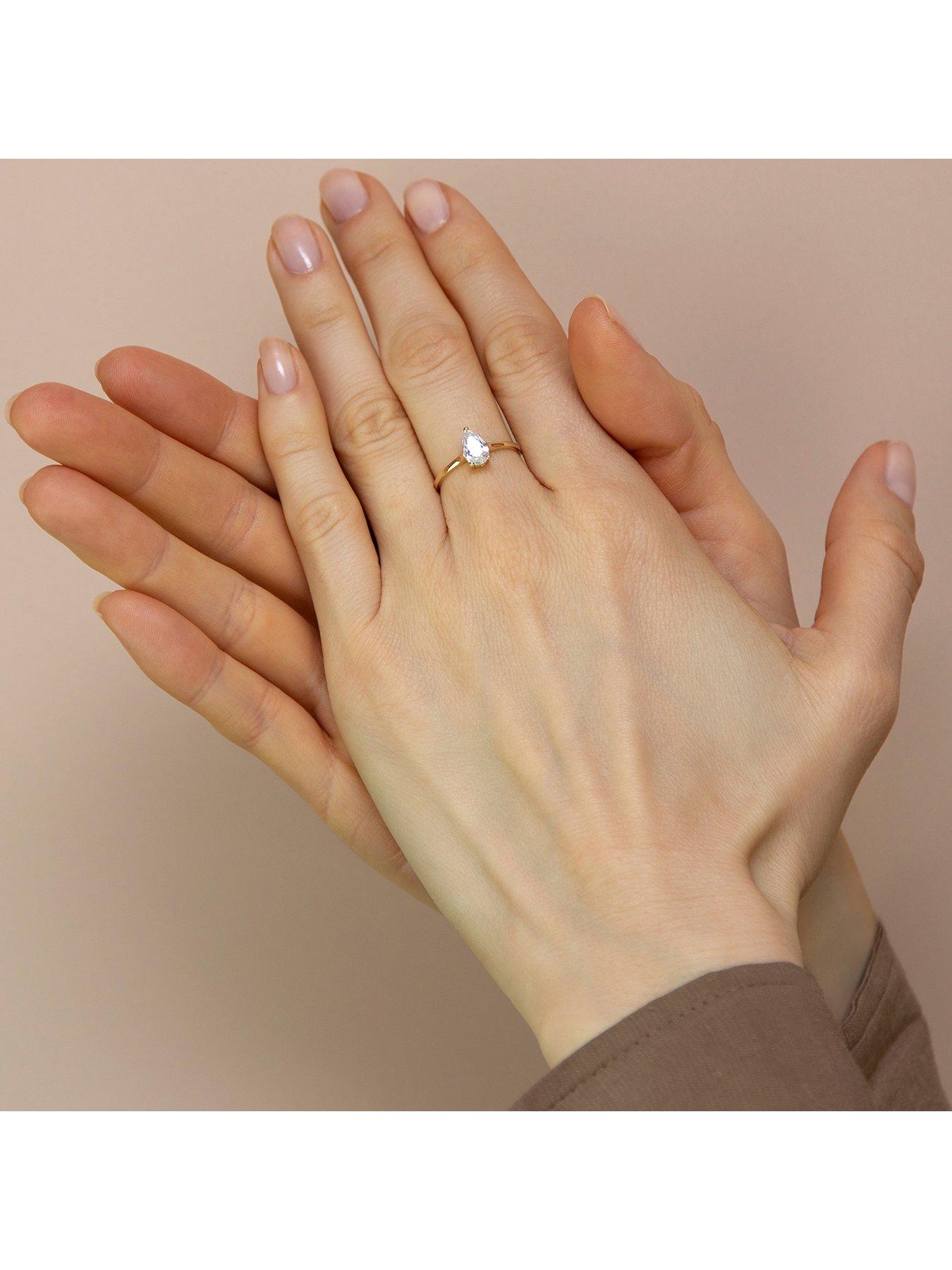 Image 4 of 4 of The Love Collection 9ct Yellow Gold 8 x 5mm Pear CZ Ring