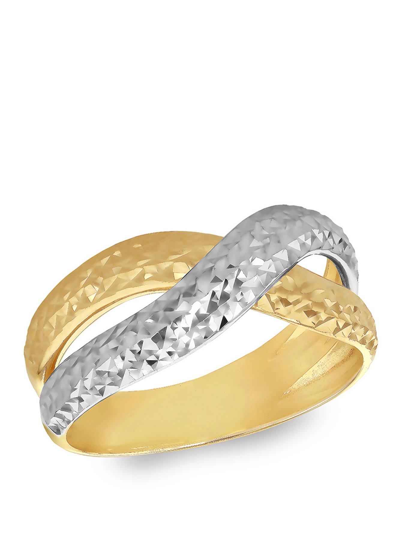 Image 1 of 5 of The Love Collection 9ct 2-Colour Gold Diamond Cut Crossover Ring