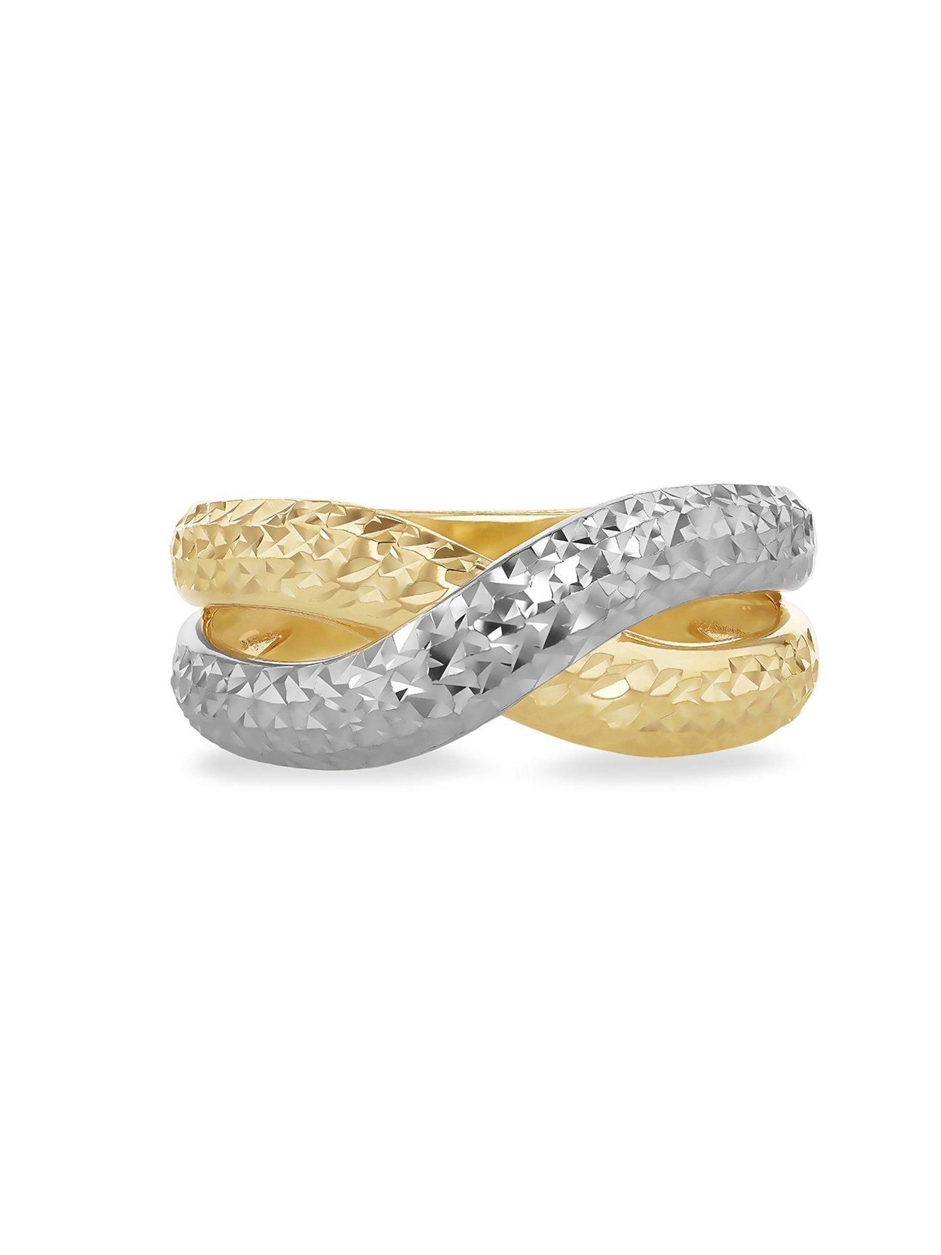 Image 2 of 5 of The Love Collection 9ct 2-Colour Gold Diamond Cut Crossover Ring