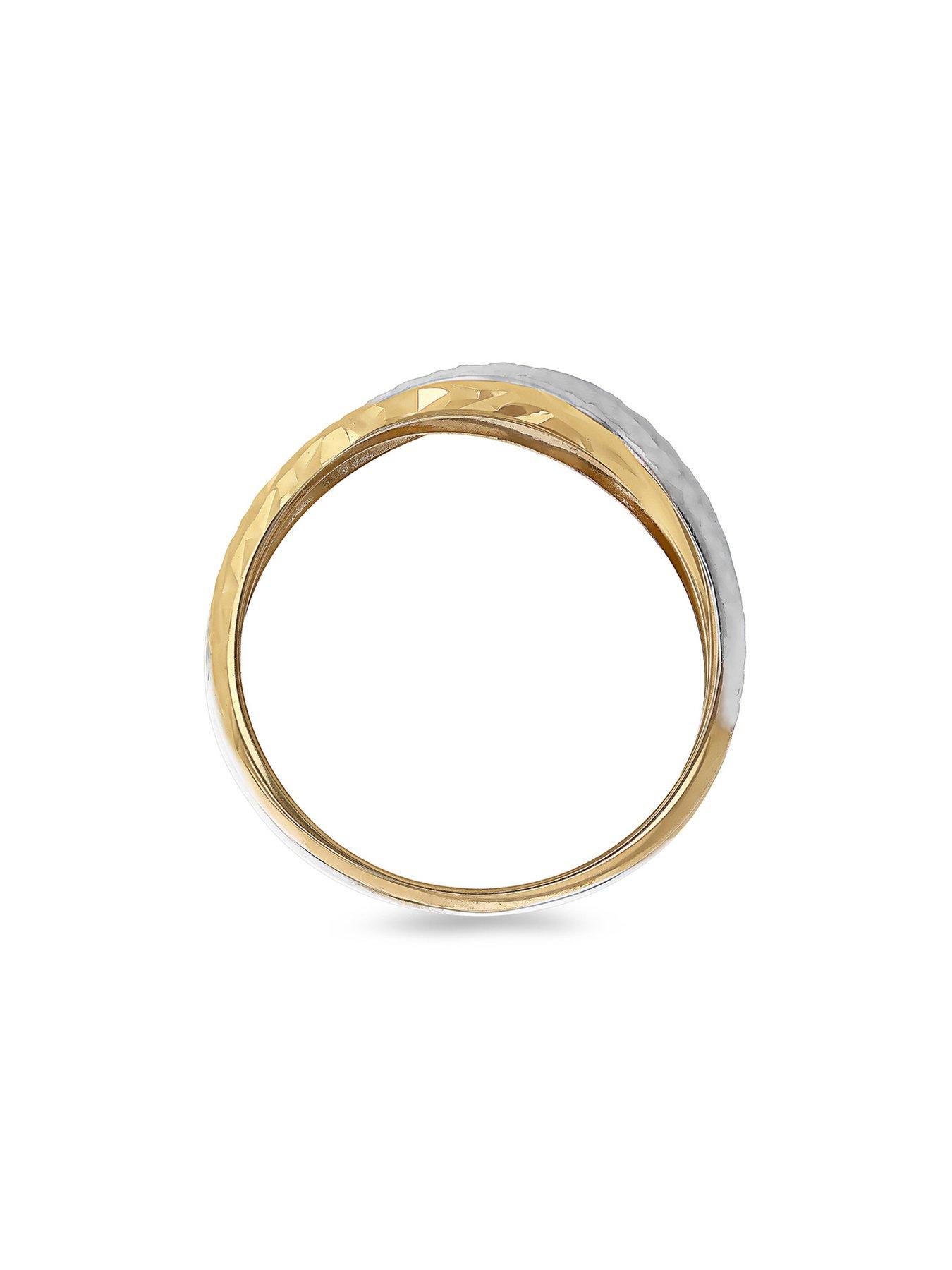 Image 3 of 5 of The Love Collection 9ct 2-Colour Gold Diamond Cut Crossover Ring