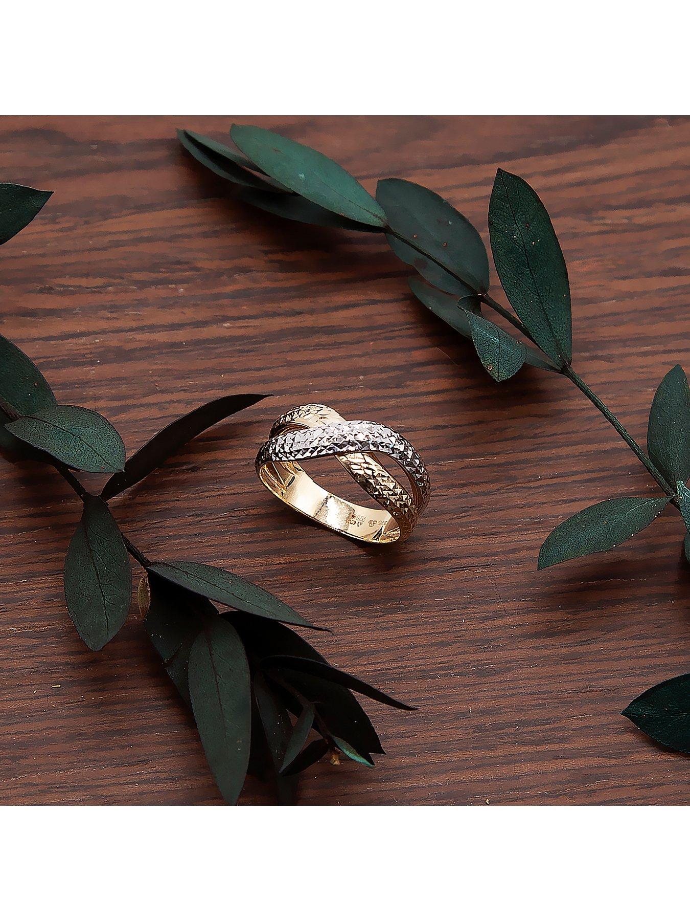 Image 5 of 5 of The Love Collection 9ct 2-Colour Gold Diamond Cut Crossover Ring