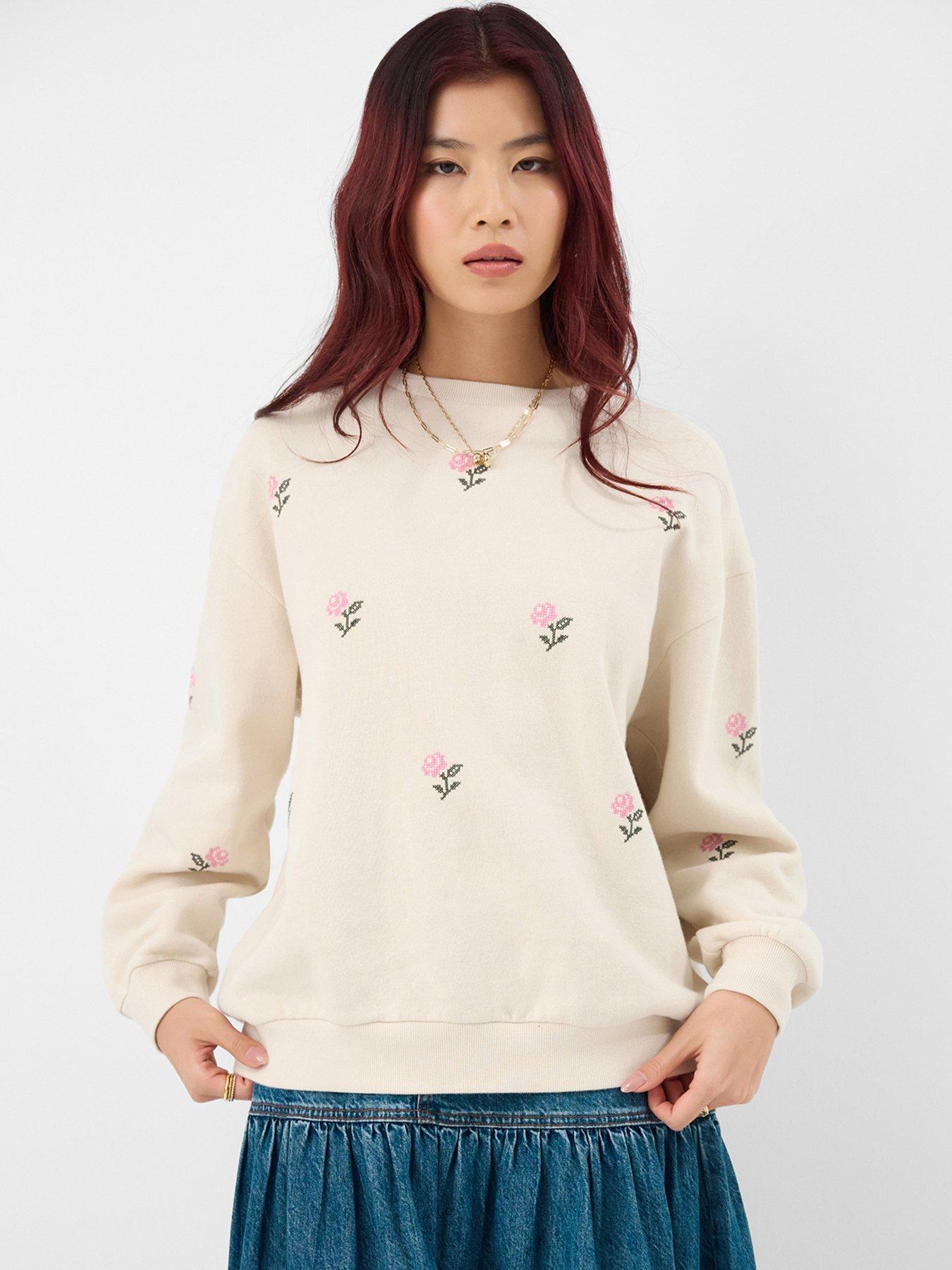 front image of accessorize-floral-embroidered-jumper
