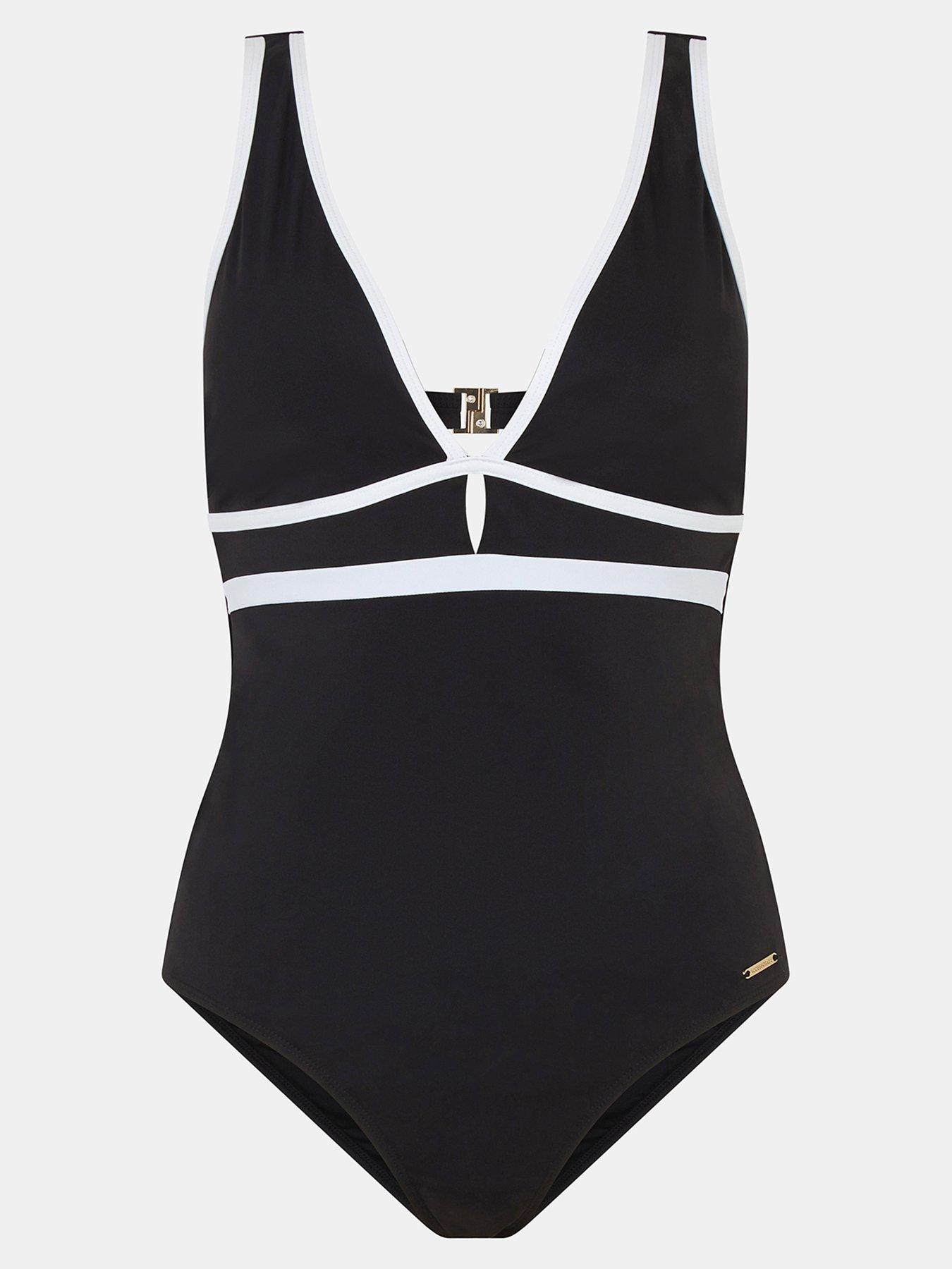 Image 5 of 5 of Accessorize Contrast Plunge Shaping Swimsuit