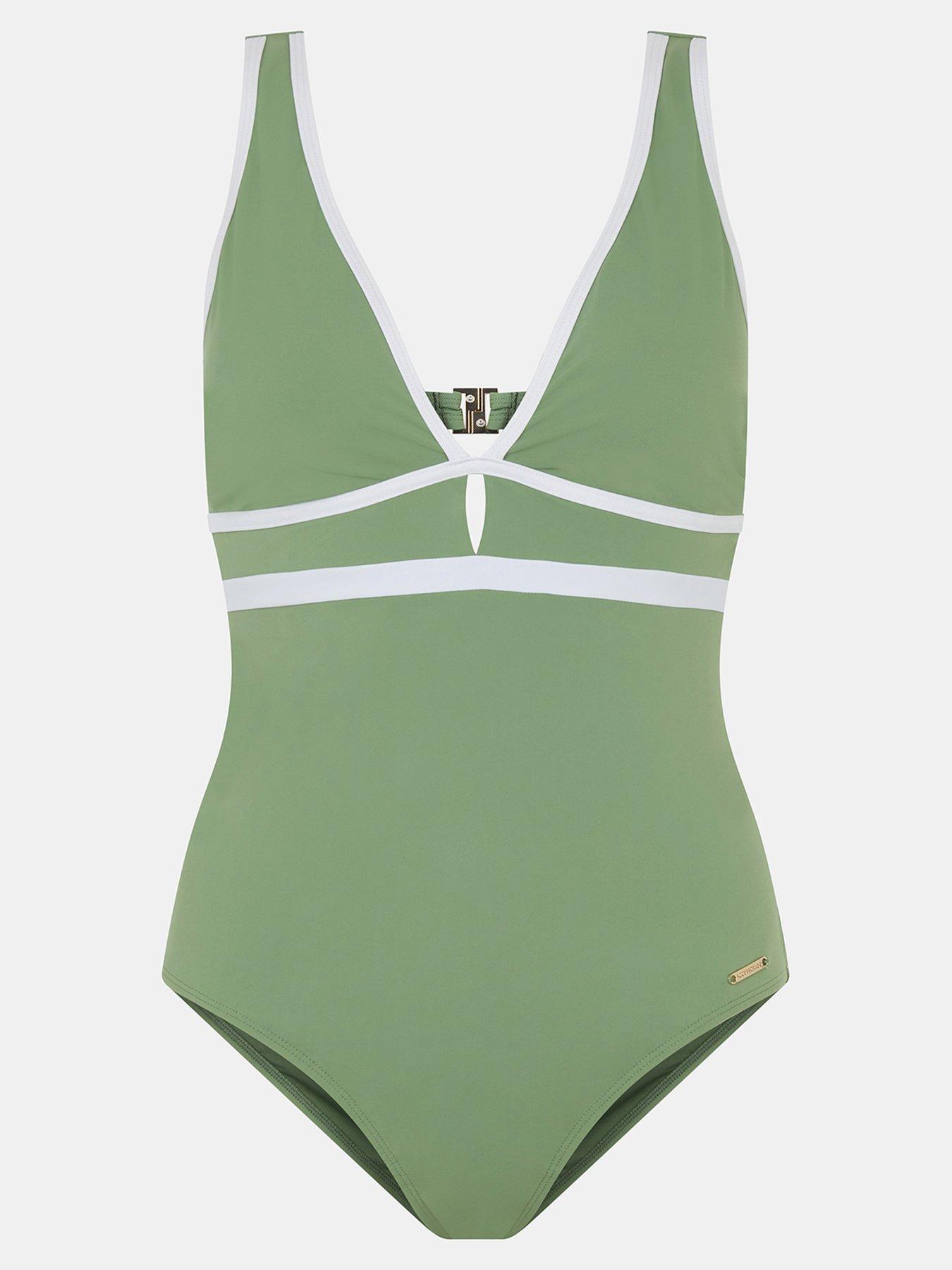 Image 5 of 5 of Accessorize Contrast Plunge Shaping Swimsuit