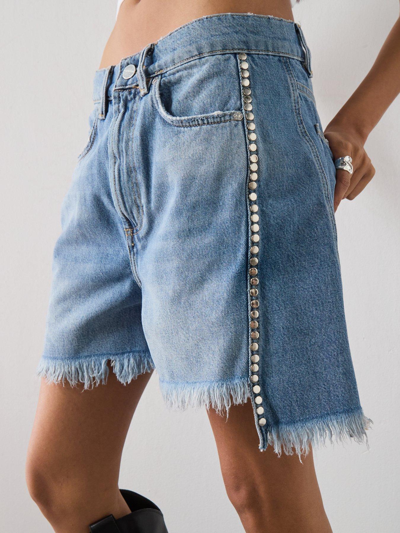 Image 4 of 6 of AllSaints Frankie Stud Short - Blue