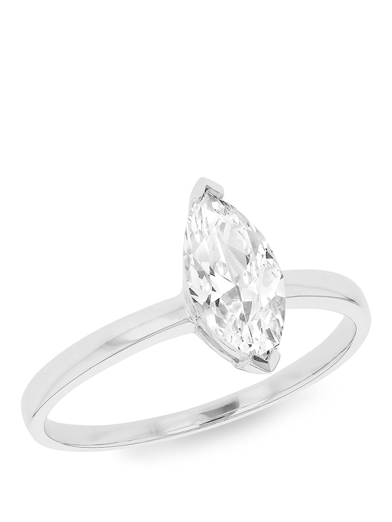  image of the-love-collection-9ct-white-gold-10mm-x-5mm-marquise-cz-ring