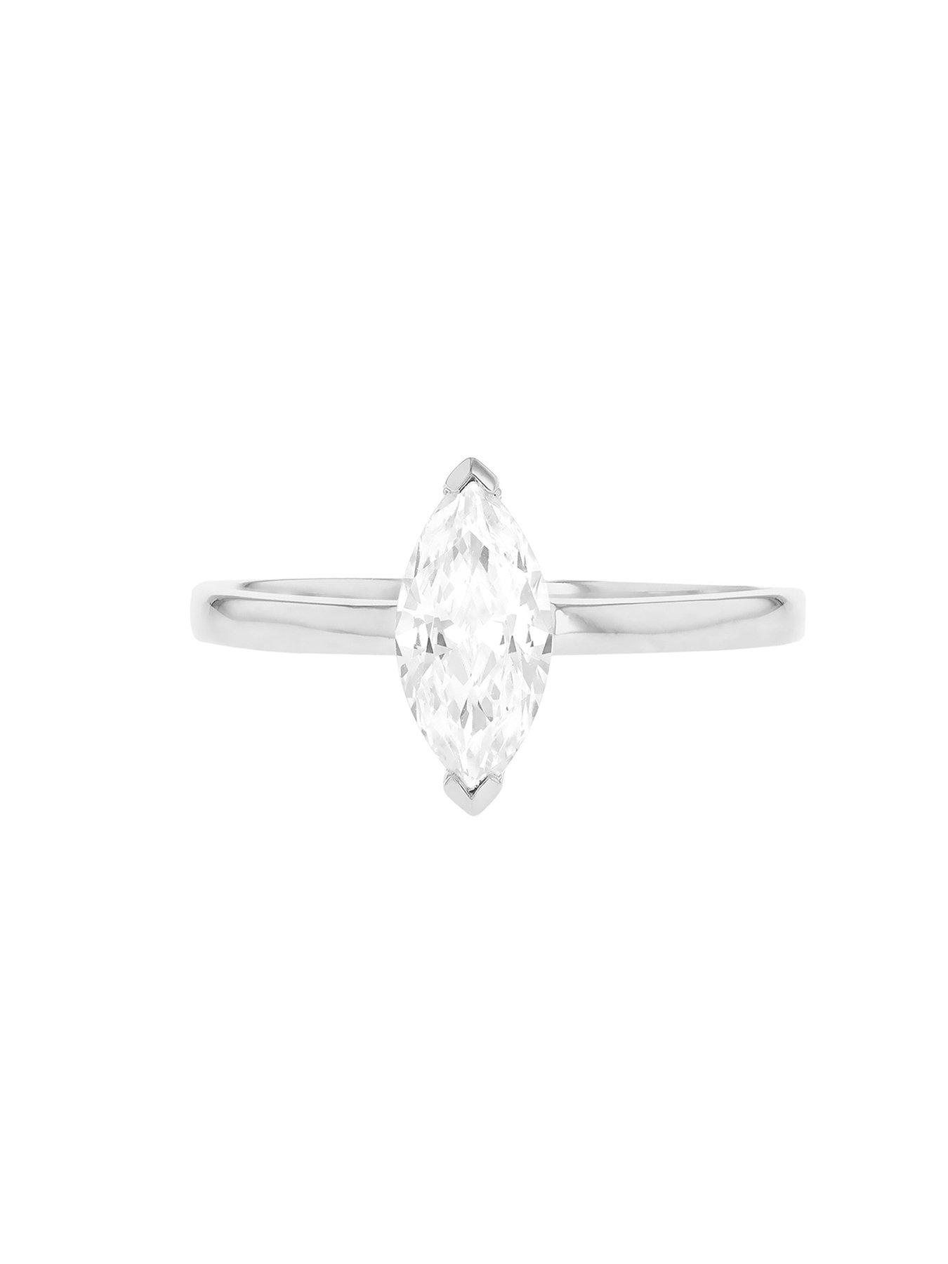  image of the-love-collection-9ct-white-gold-10mm-x-5mm-marquise-cz-ring