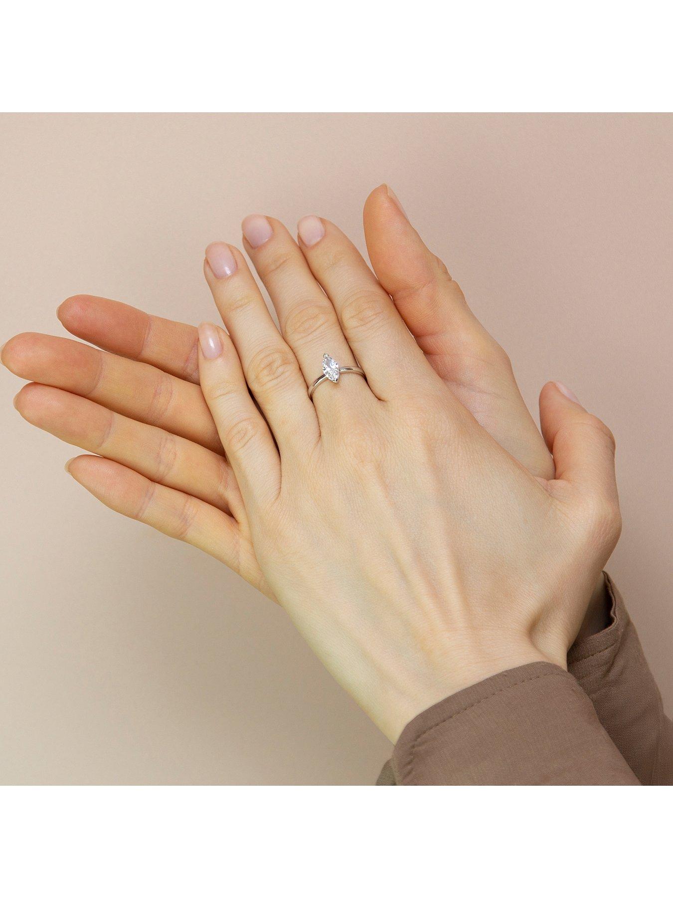  image of the-love-collection-9ct-white-gold-10mm-x-5mm-marquise-cz-ring