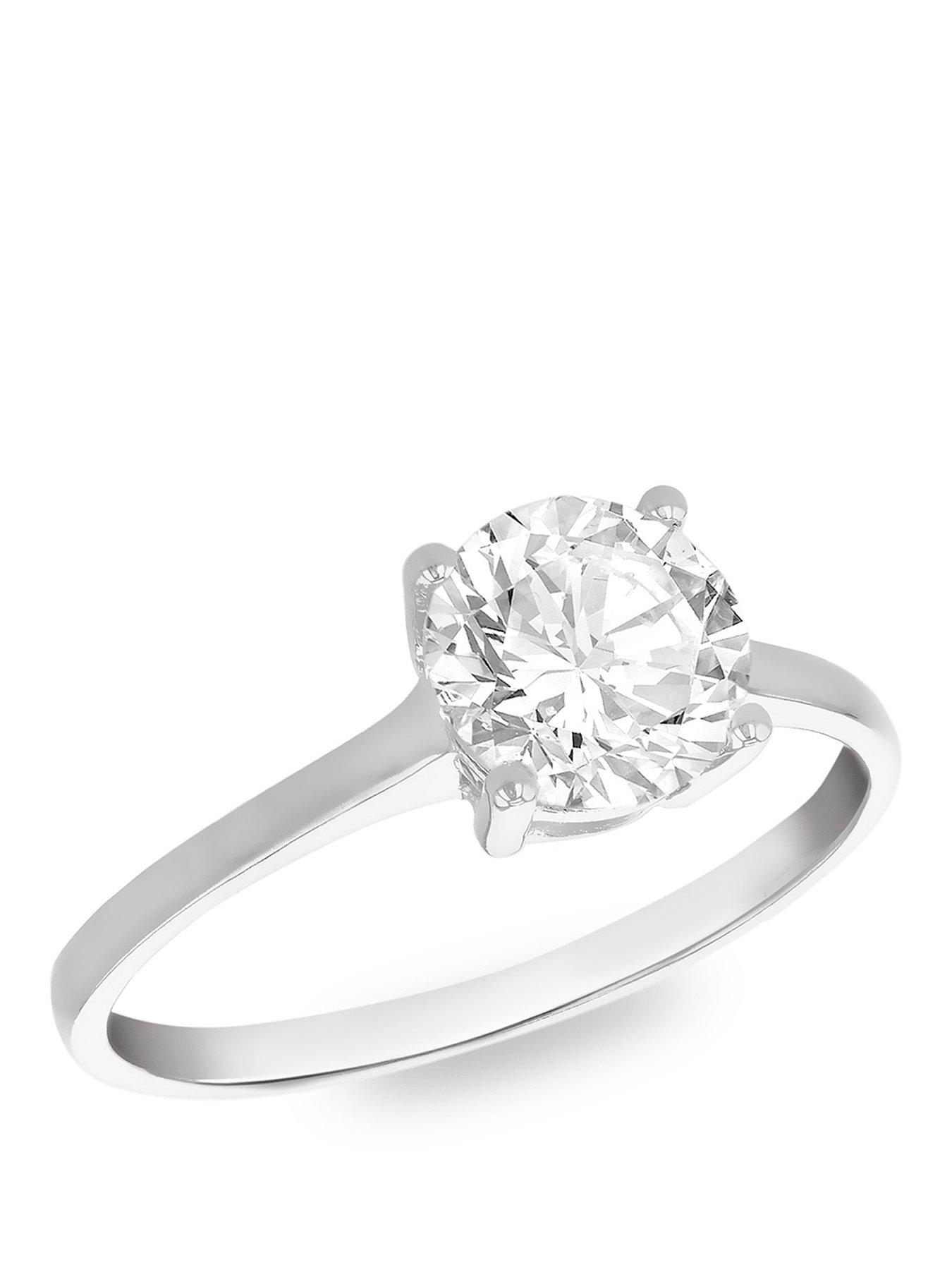 Image 1 of 5 of The Love Collection 9ct White Gold 7mm CZ Solitatire Ring
