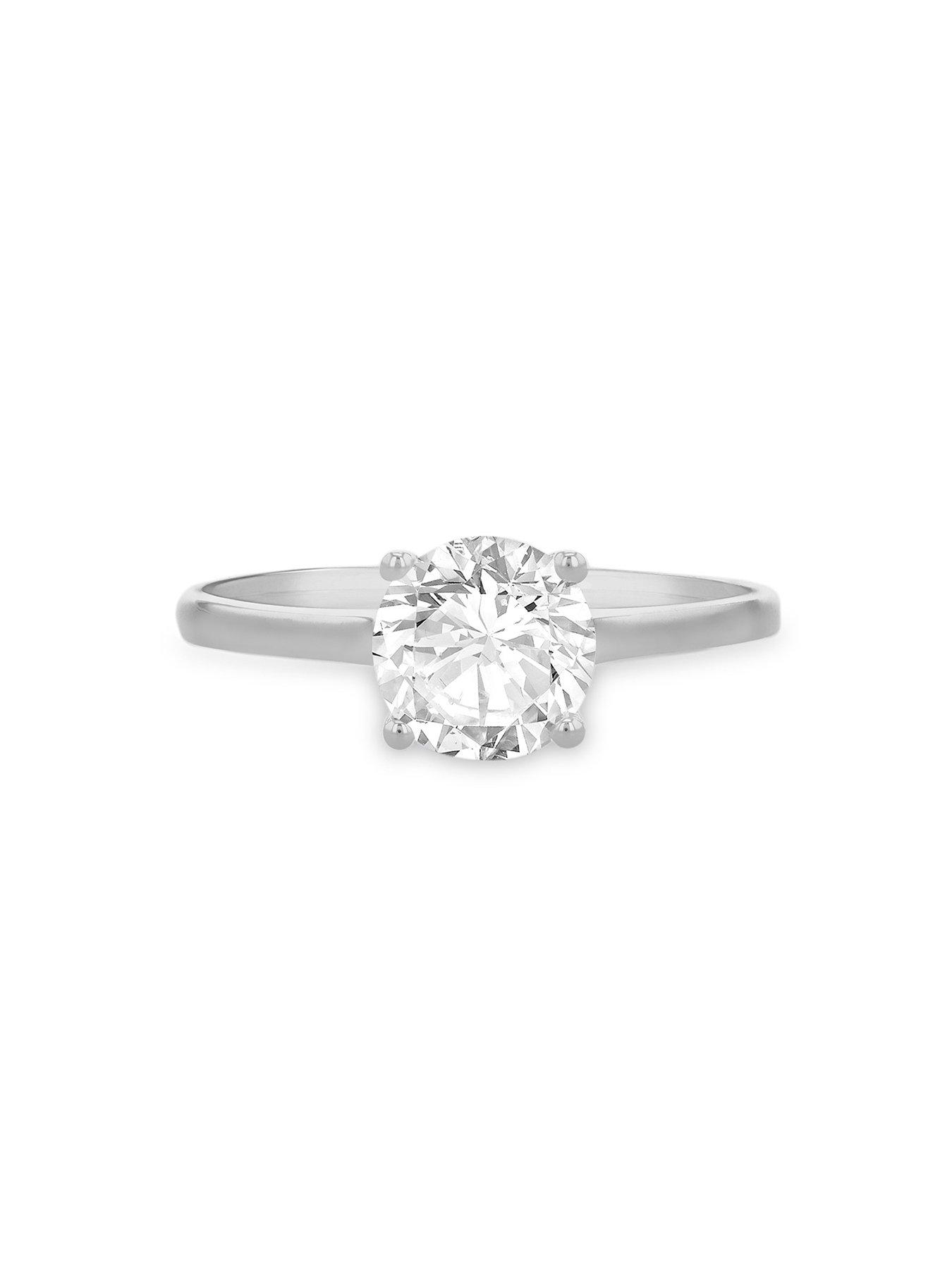 Image 2 of 5 of The Love Collection 9ct White Gold 7mm CZ Solitatire Ring