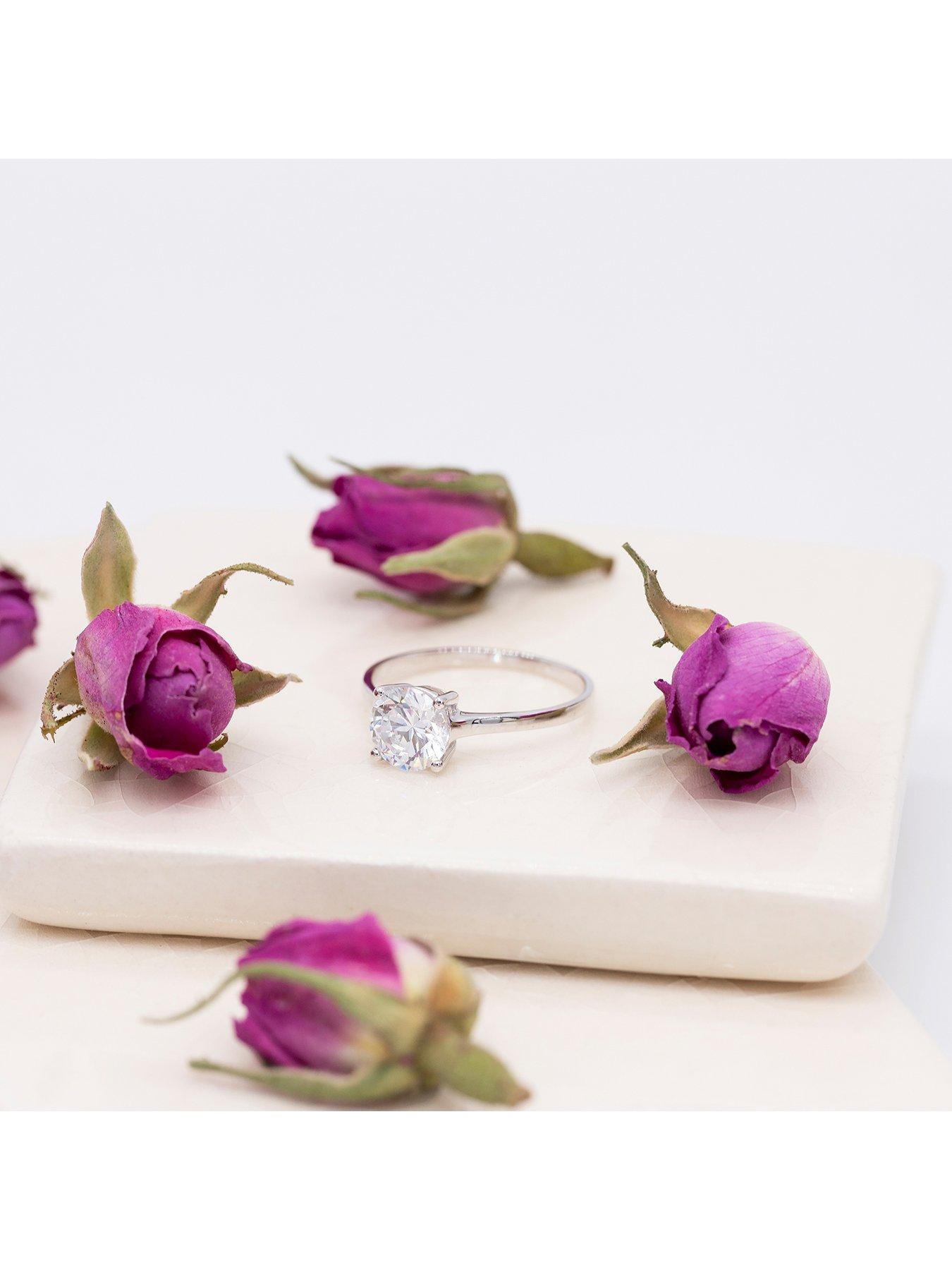 Image 5 of 5 of The Love Collection 9ct White Gold 7mm CZ Solitatire Ring