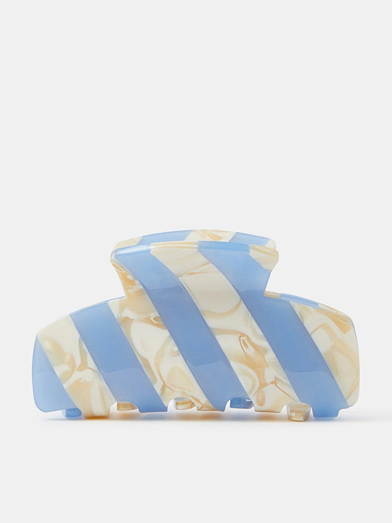 front image of accessorize-stripe-marble-claw-clip