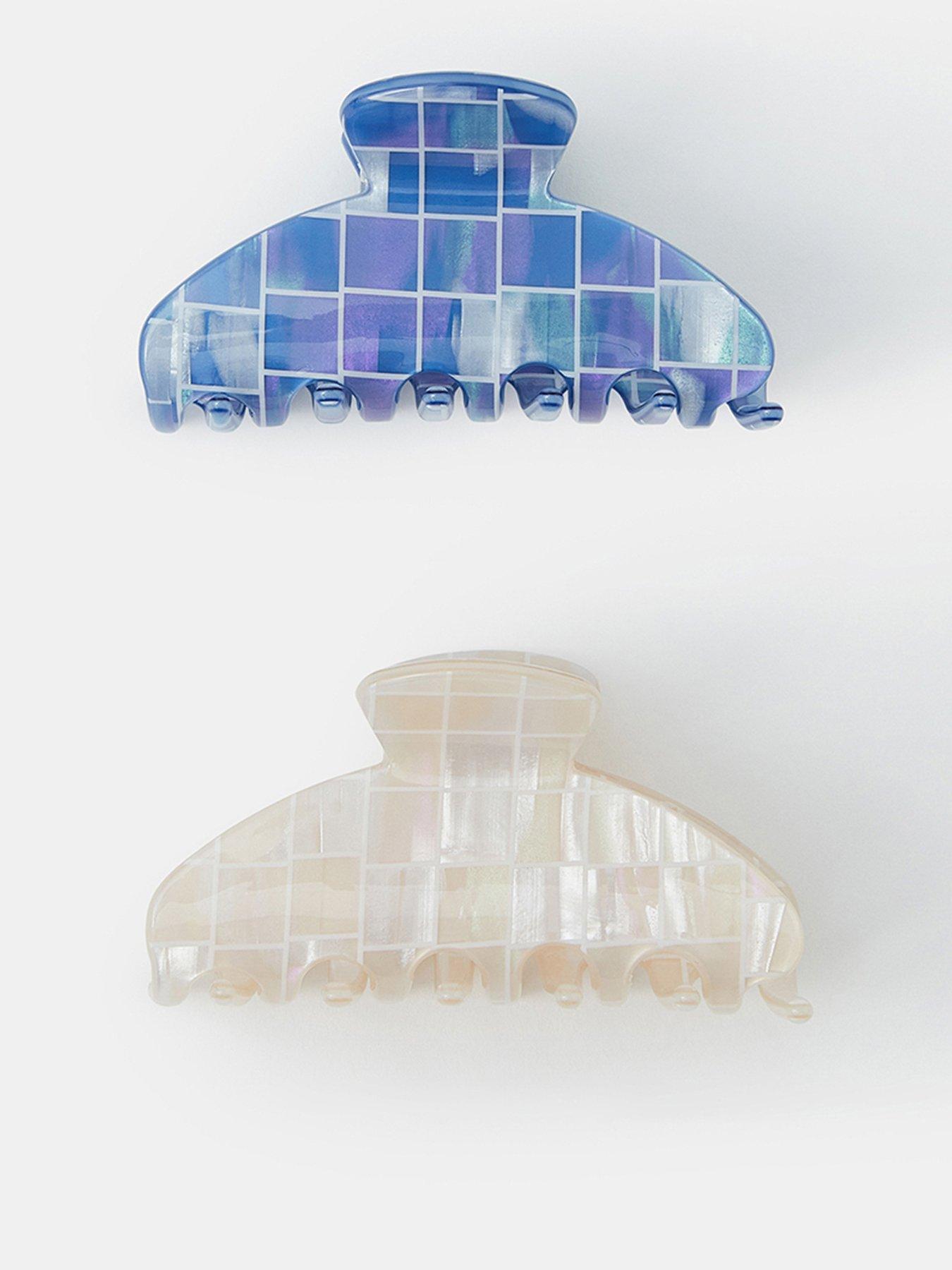 front image of accessorize-2-pack-tile-resin-claw-clips