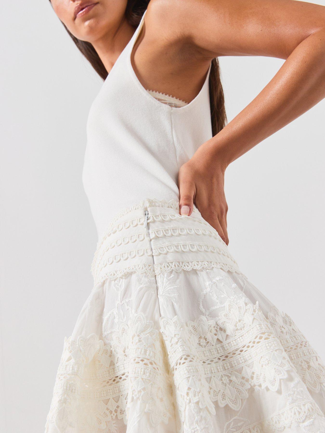Image 6 of 7 of AllSaints Lillith Embroidered Mini Skirt - White