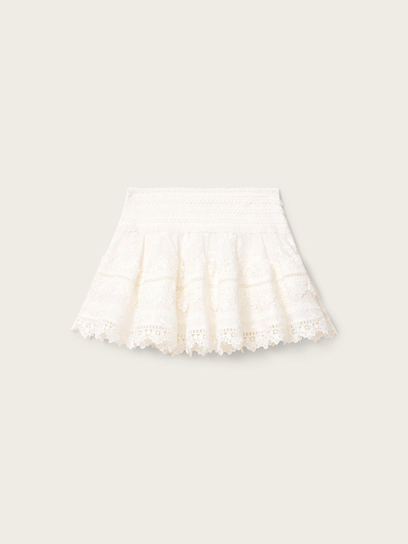 Image 7 of 7 of AllSaints Lillith Embroidered Mini Skirt - White