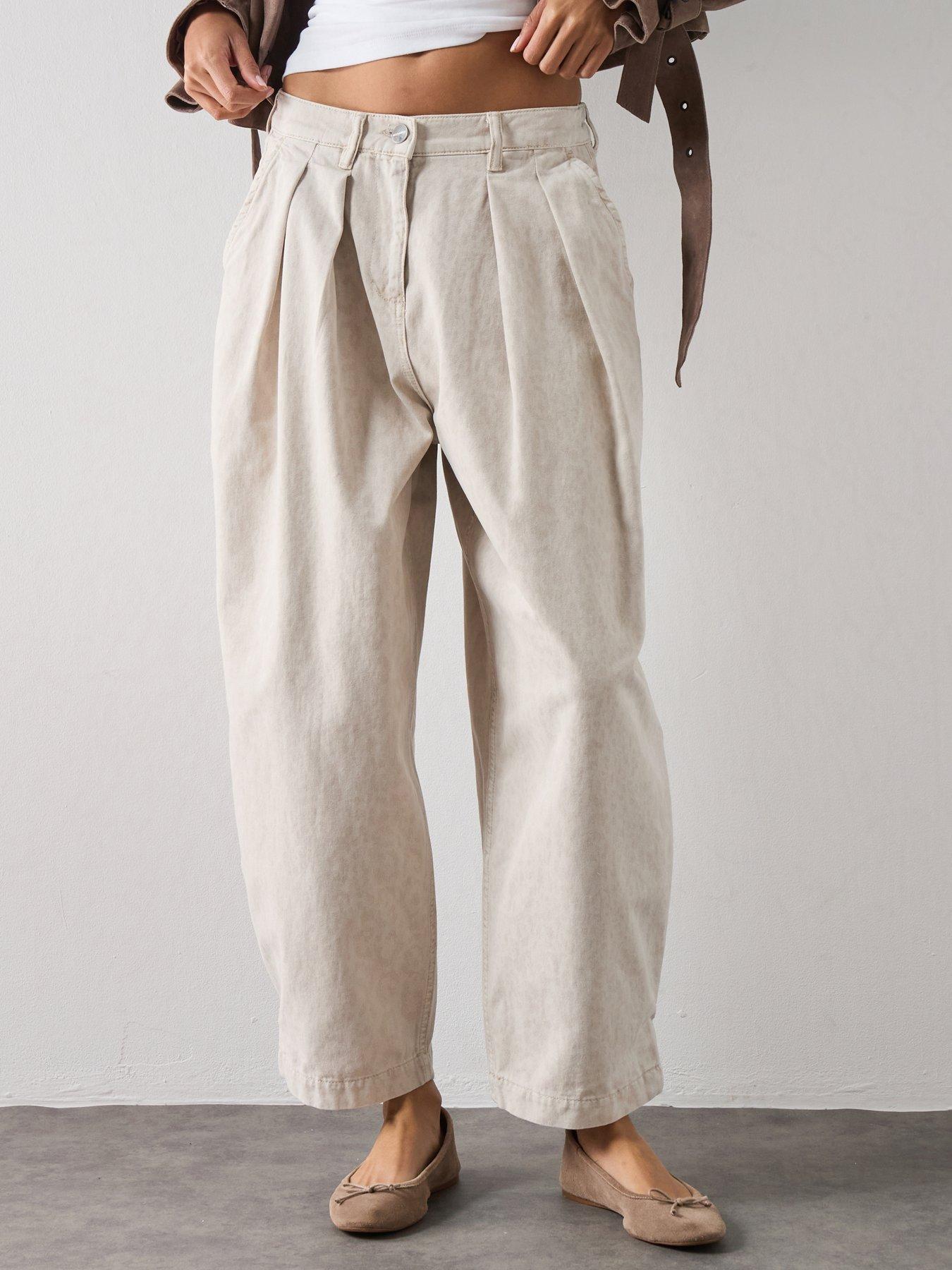 AllSaints Becca Barrel Leg Denim Camo Trousers - Off White