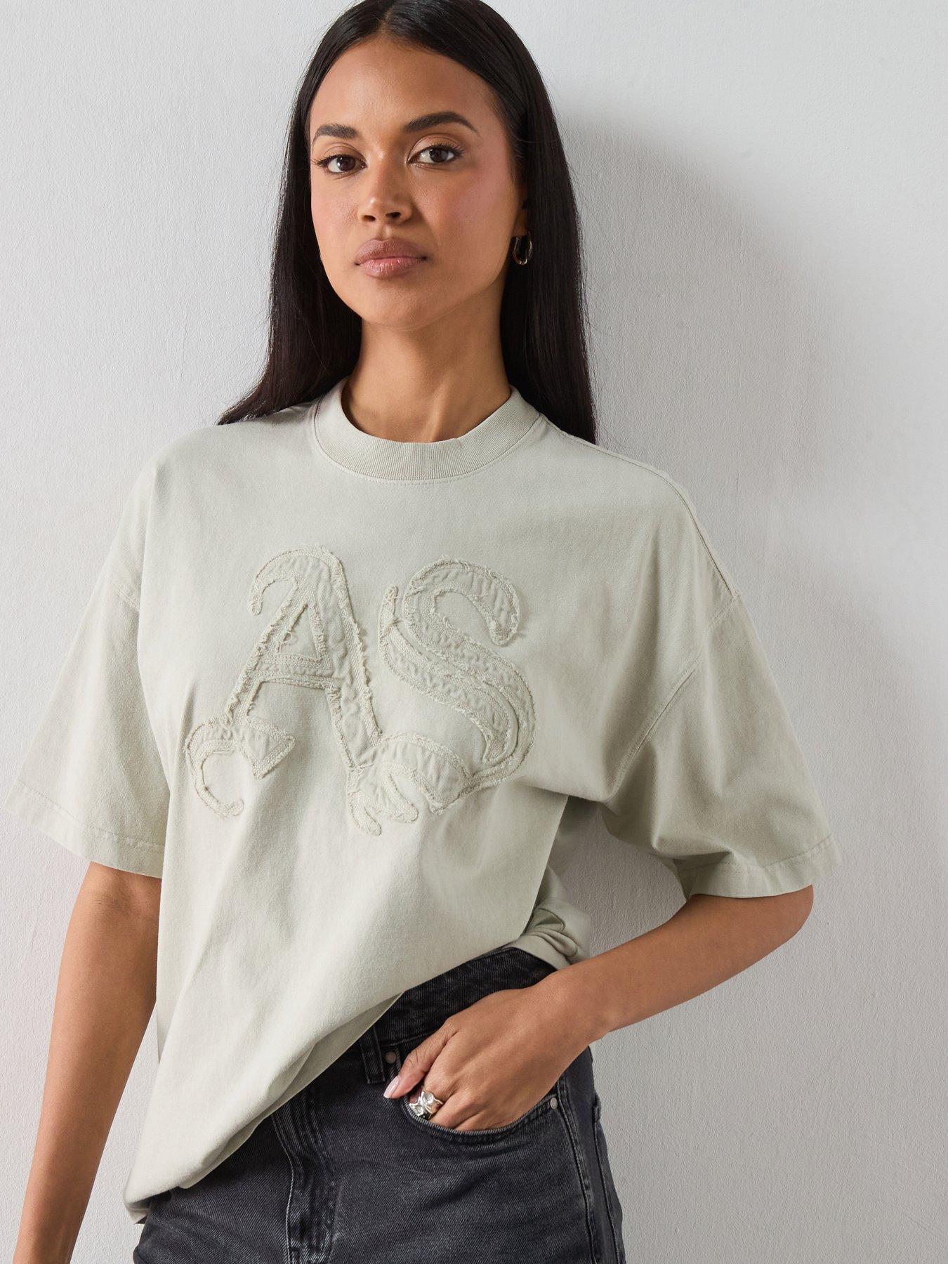 Image 1 of 6 of AllSaints Snarl Etta Logo T-Shirt - Mallow White