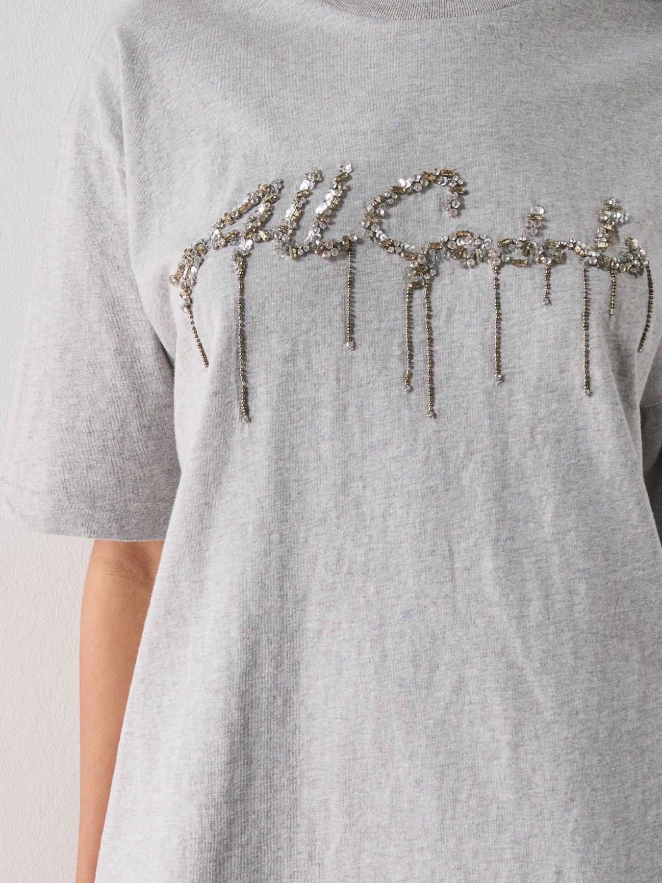 Image 6 of 6 of AllSaints Chains Embellished T-Shirt Mini Dress - Grey
