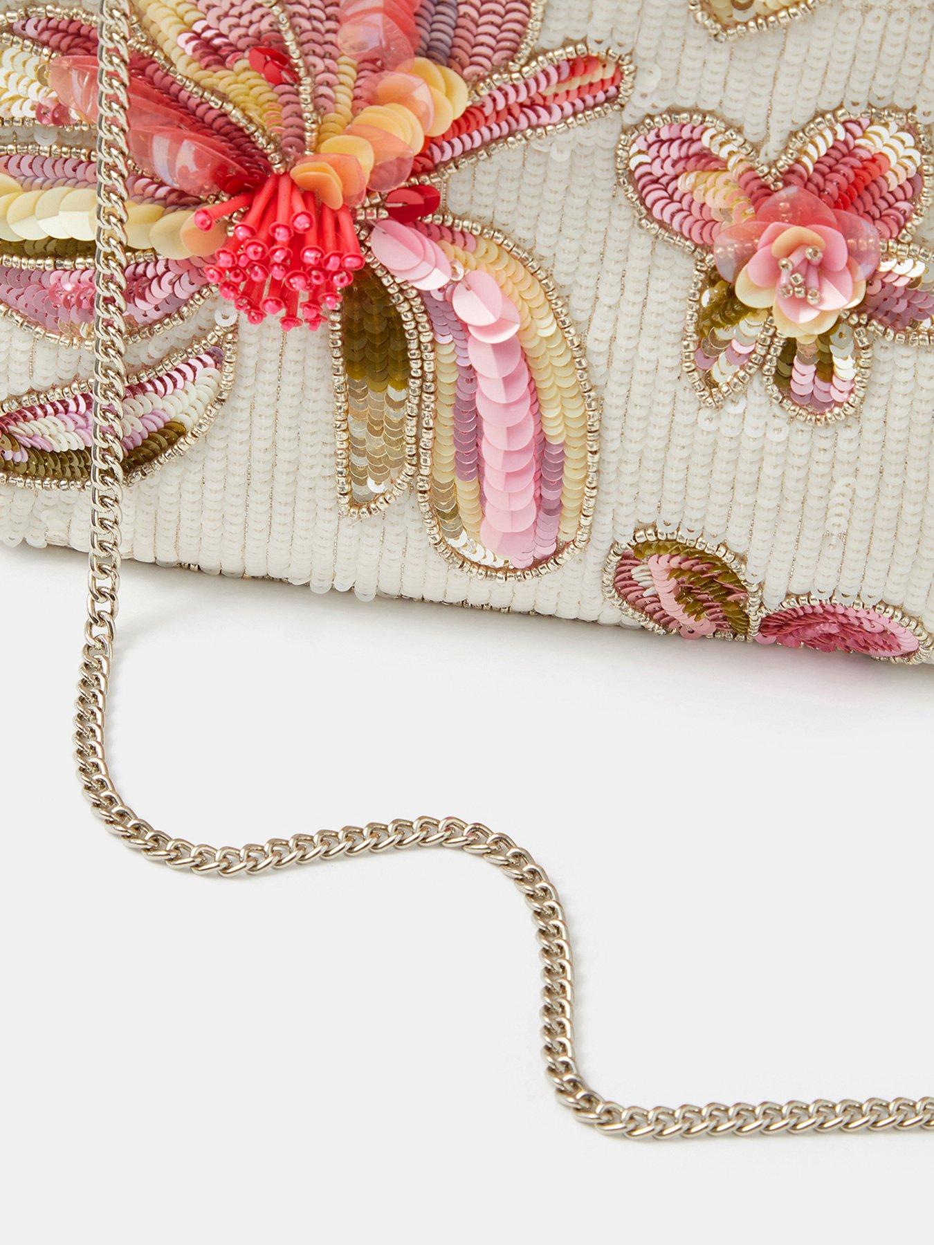  image of accessorize-floral-sequin-clutch-bag