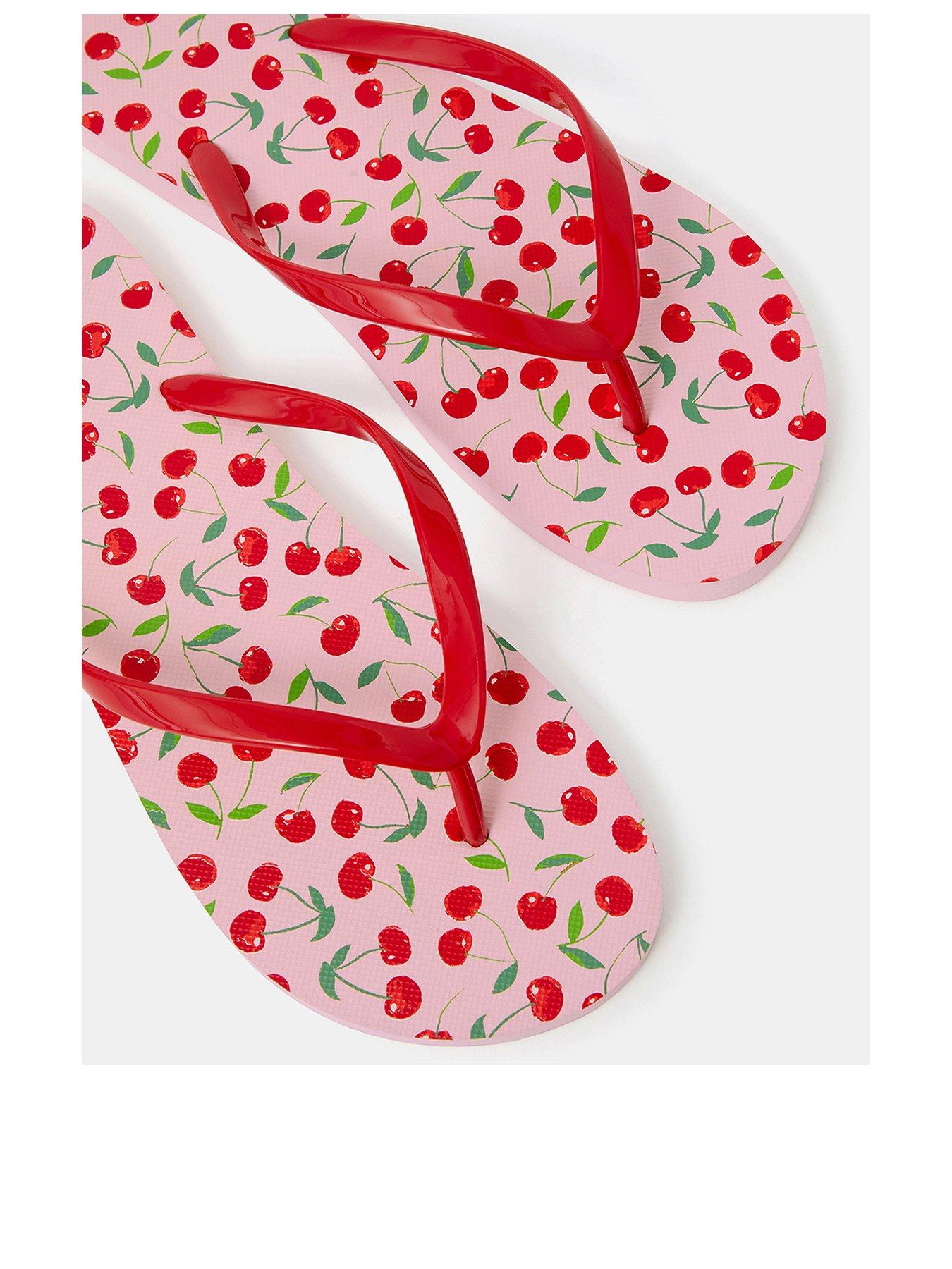 Image 3 of 4 of Accessorize Cherry Print Flip Flops