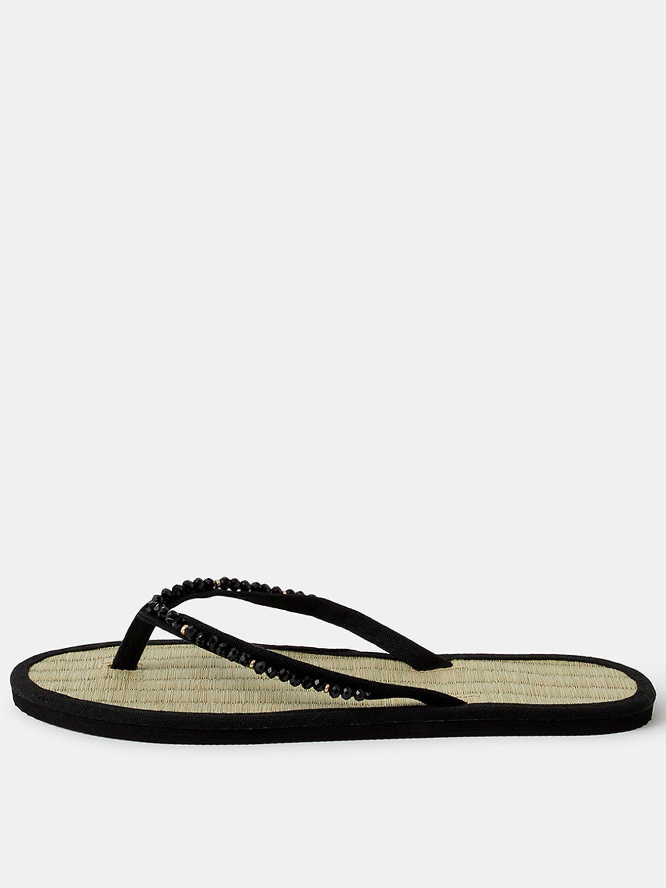 Image 1 of 4 of Accessorize Beaded Seagrass Flip Flops