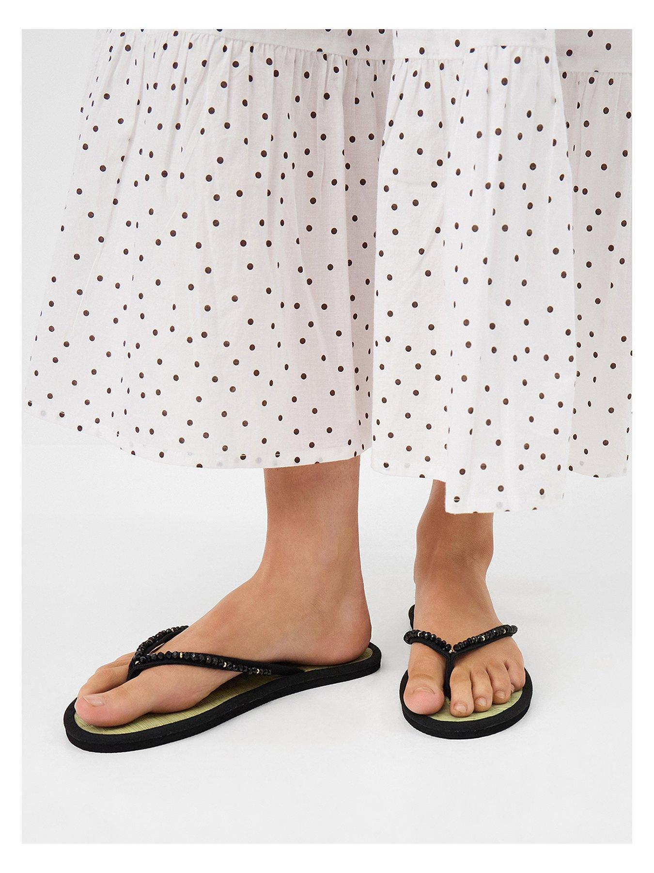 Image 3 of 4 of Accessorize Beaded Seagrass Flip Flops