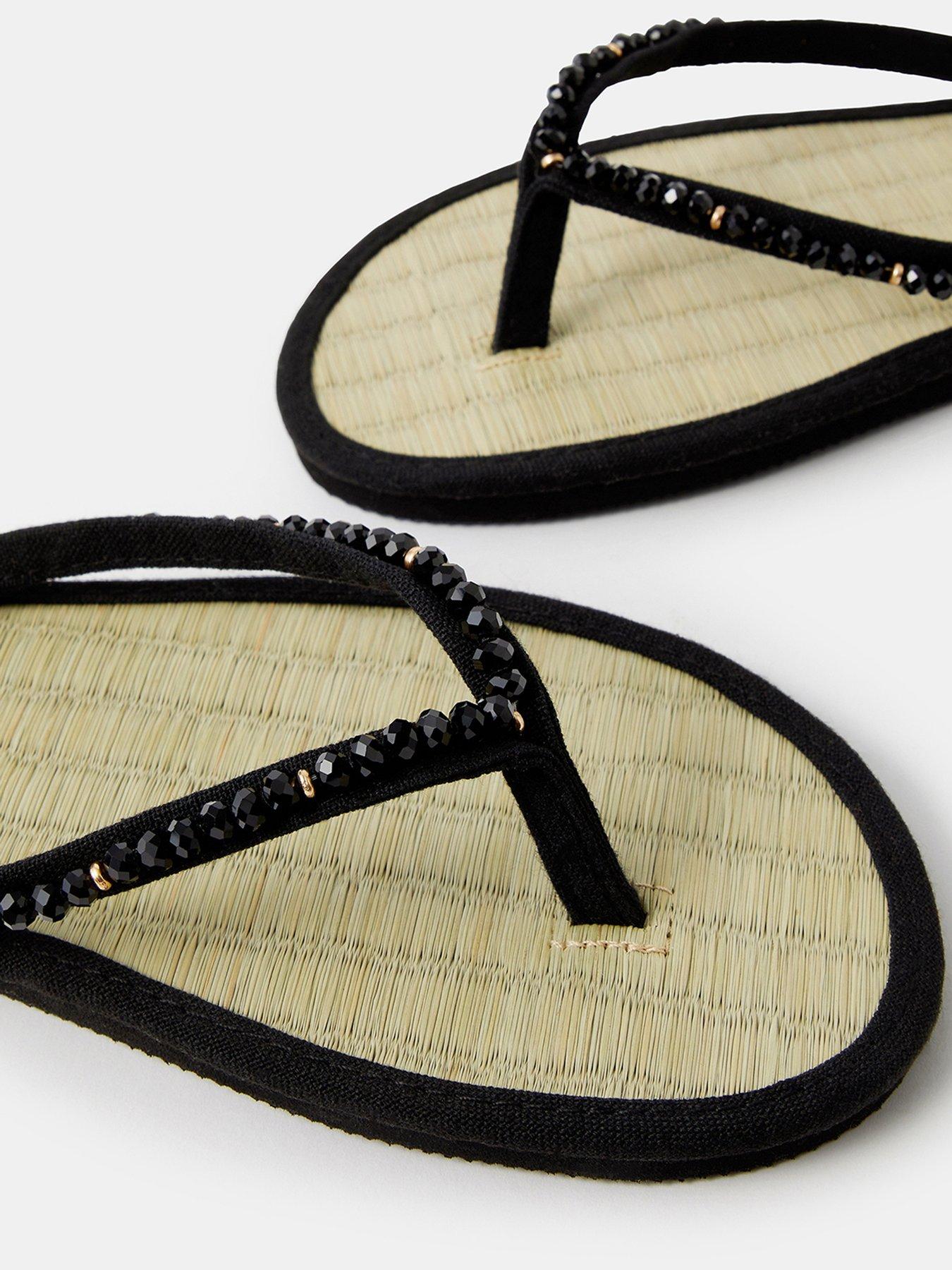 Image 4 of 4 of Accessorize Beaded Seagrass Flip Flops