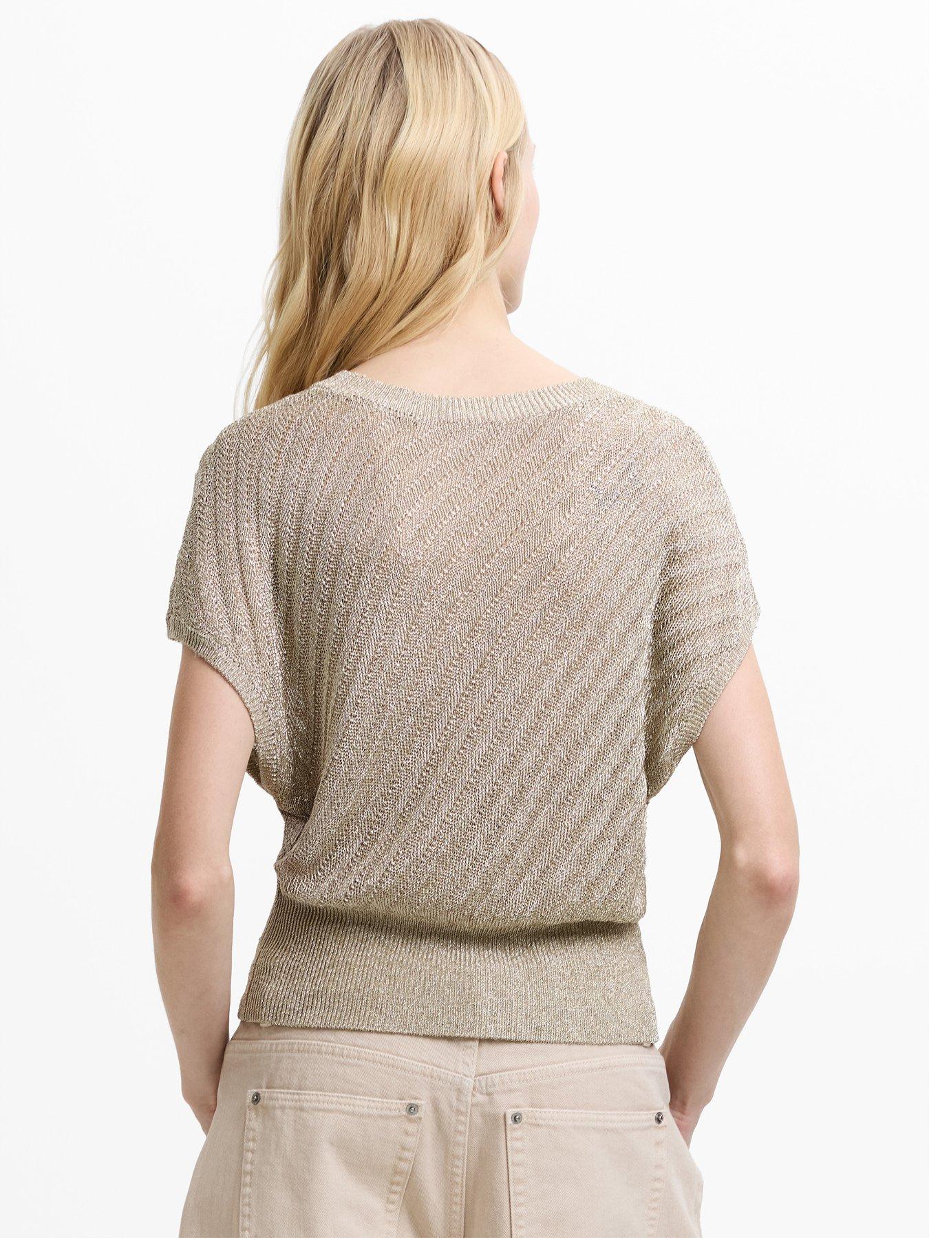 Image 2 of 5 of French Connection Metallic Knit Round Neck Top