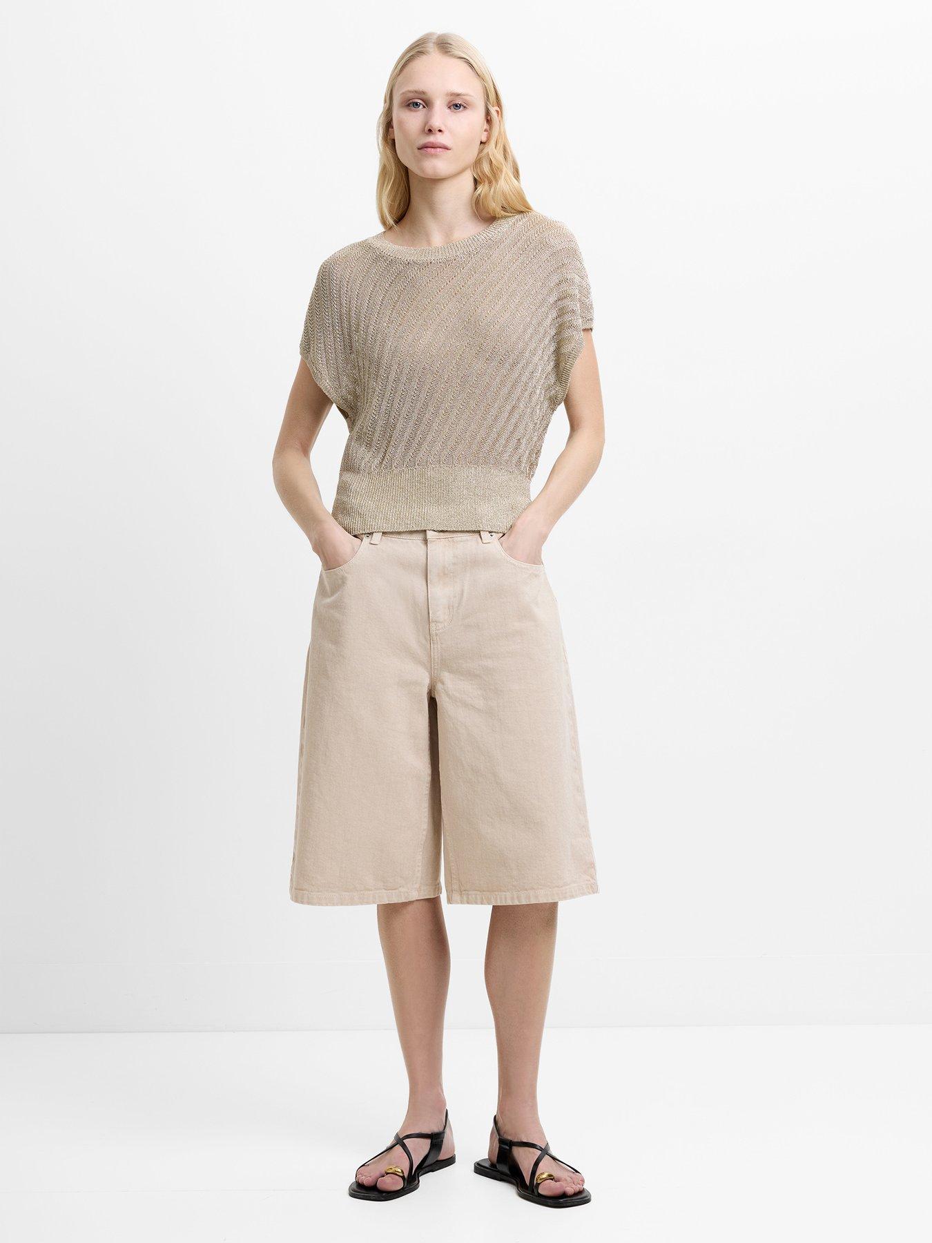 Image 4 of 5 of French Connection Metallic Knit Round Neck Top