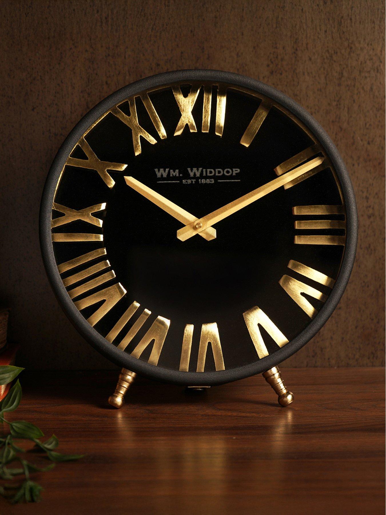 Hestia Black  &  Gold Table Clock - 25cm